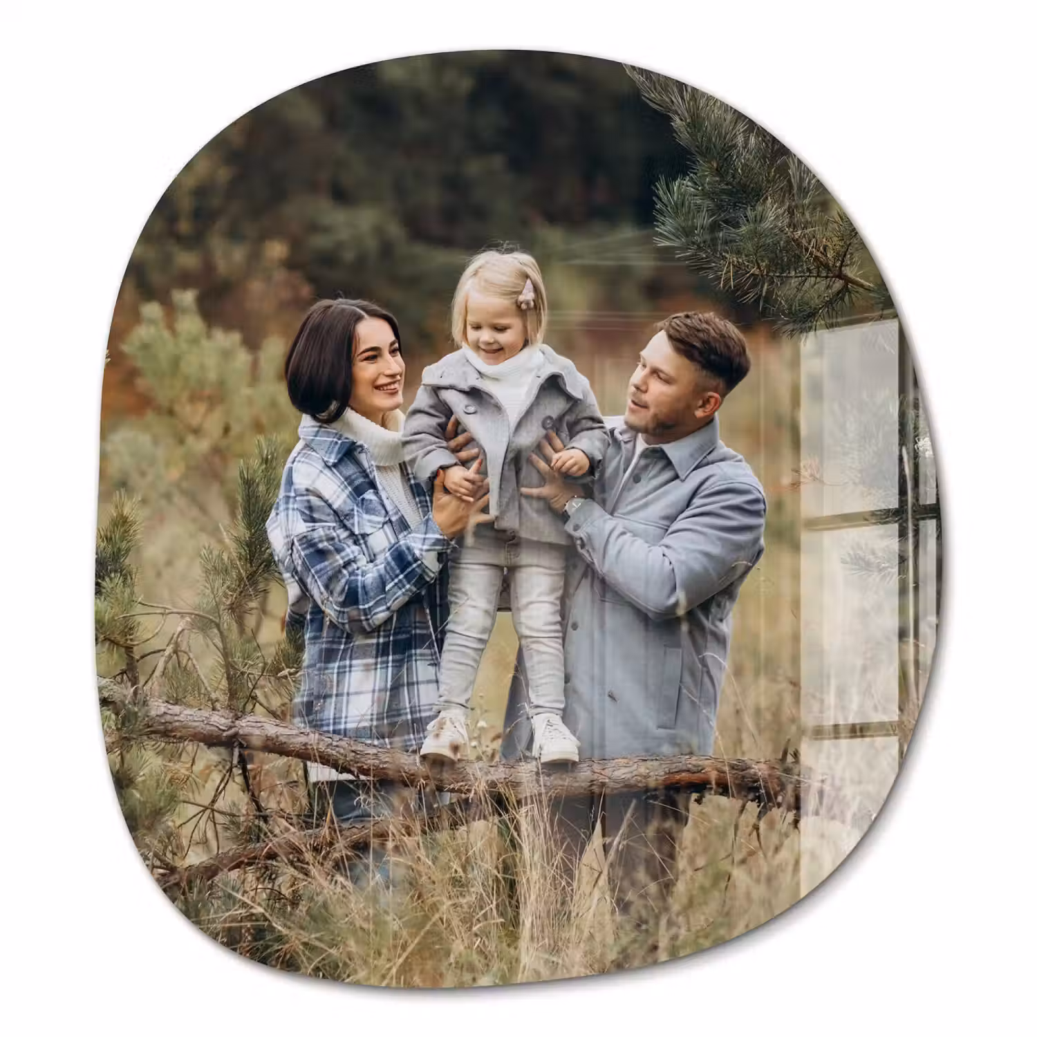 Familienfoto in organischer Form auf Acrylglas