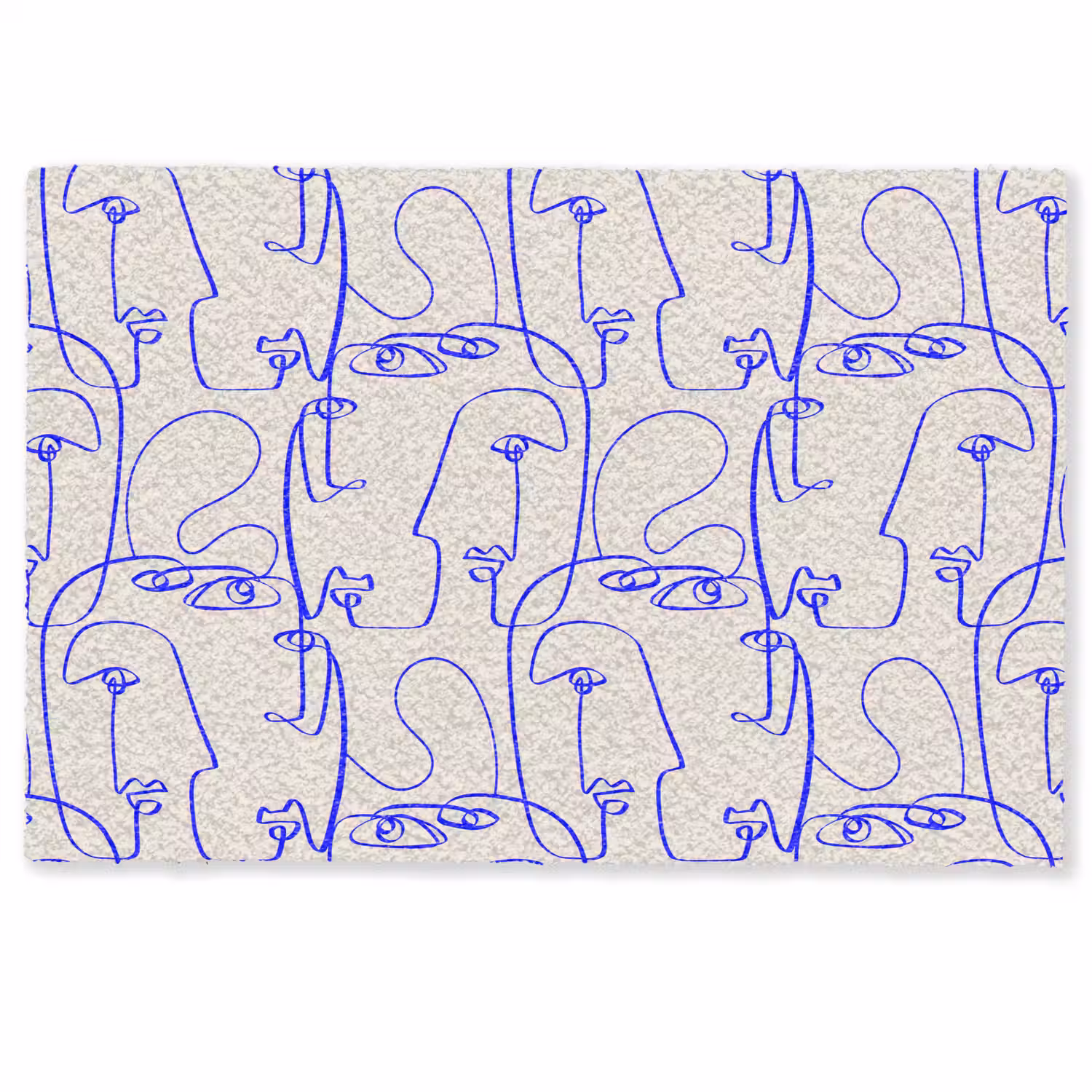 Gezicht - Blauw - Lijnen - Beige Deurmat klein 898 -zkaufland3d
