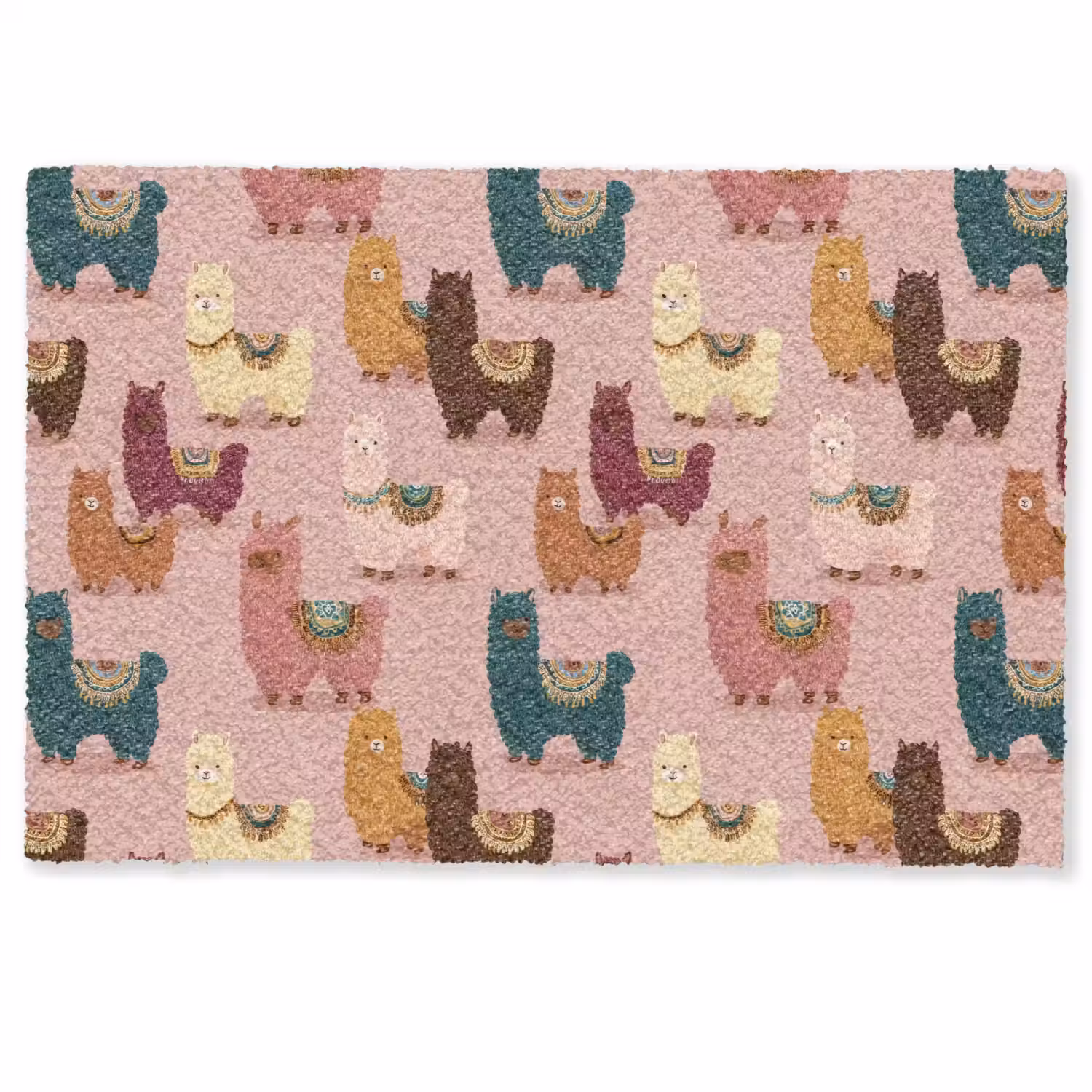 Alpaca's - Patroon - Kleurrijk Deurmat klein 898 -zkaufland3d