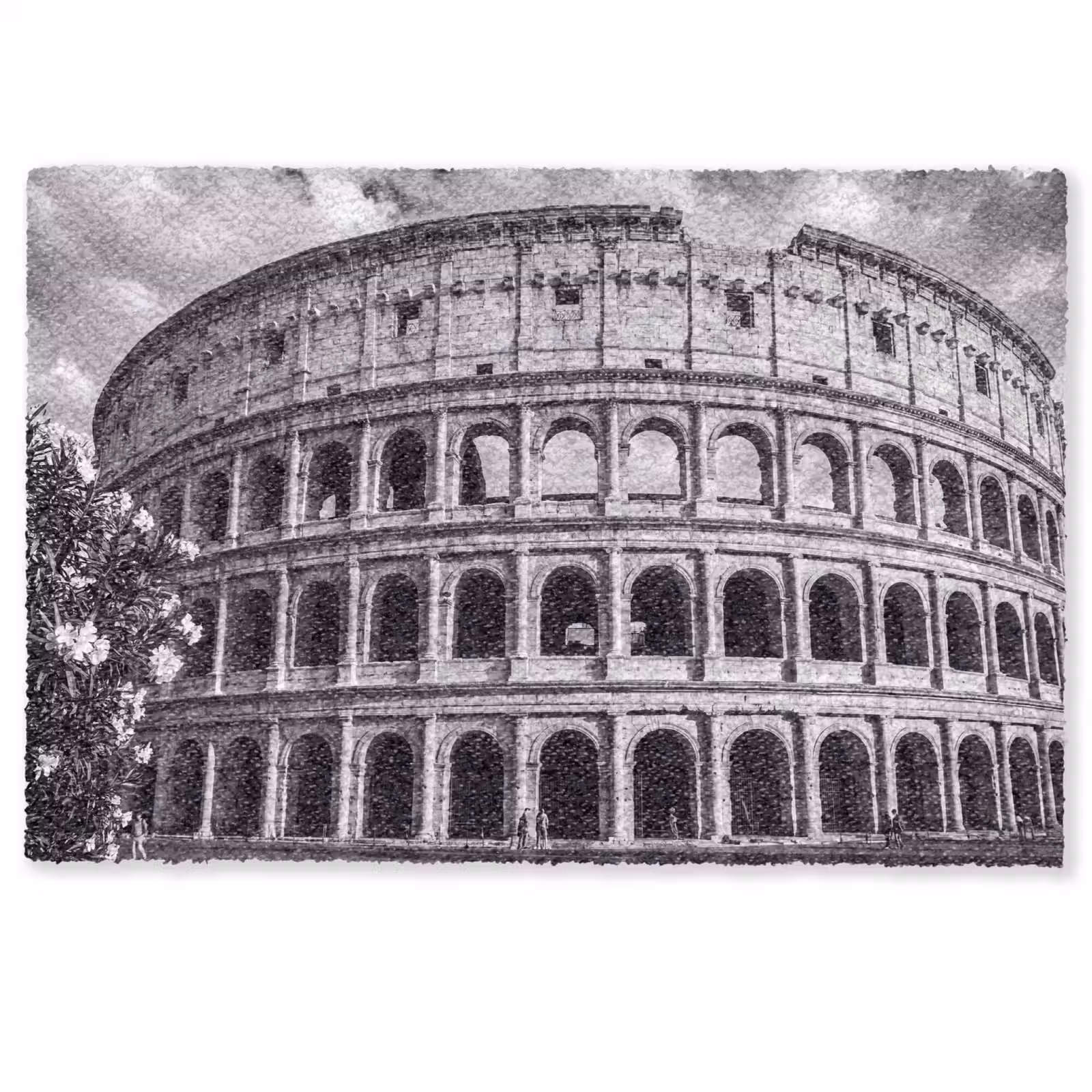 Fußmatte - Architektur – Kolosseum – Rom – Historisch – Schwarz-Weiß - Architectuur - Colosseum - Rome - Historisch - Zwart-wit Deurmat klein