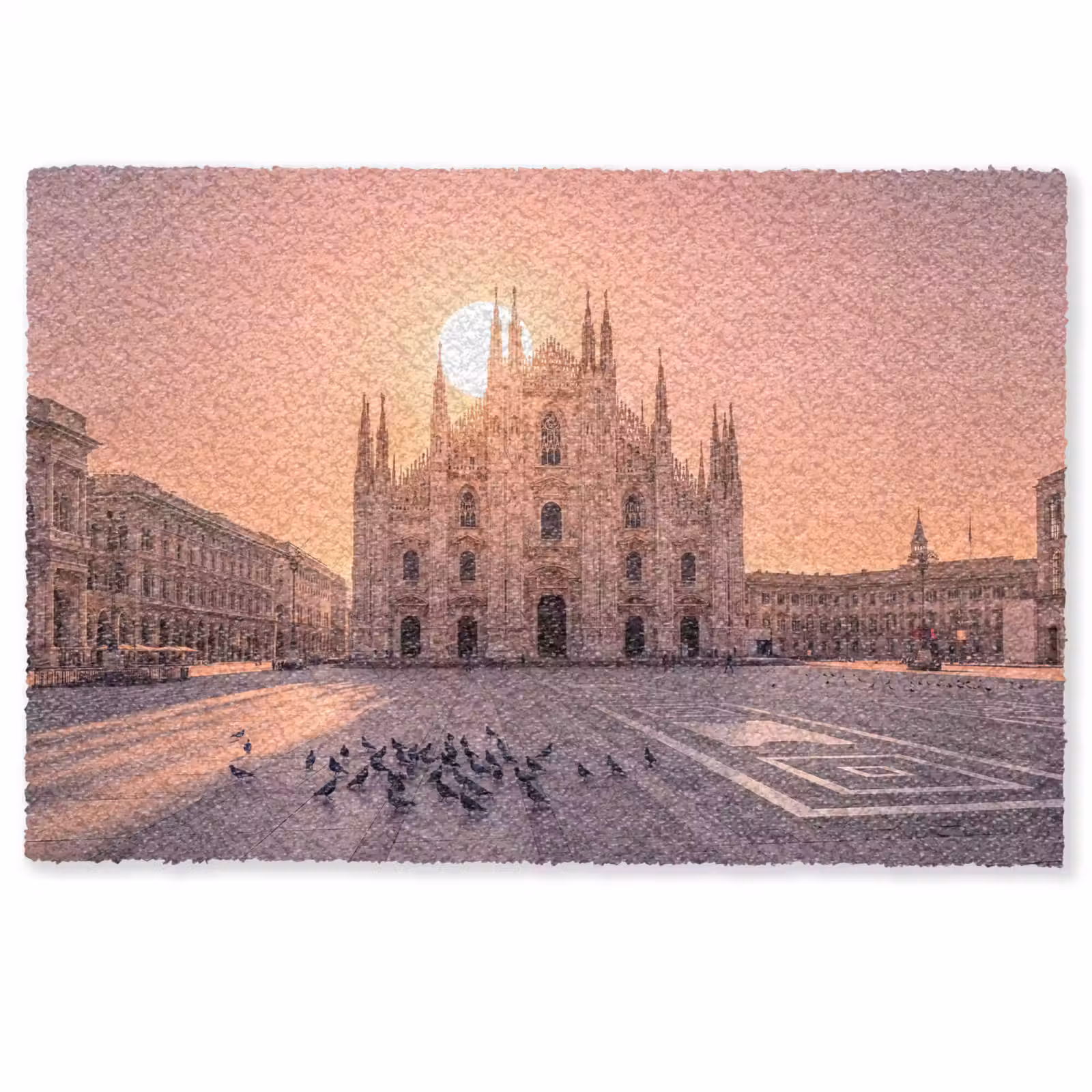 Fußmatte - Architektur – Mailand – Platz – Sonnenaufgang – Orange - Architectuur - Milaan - Plein - Zonsopgang - Oranje Deurmat klein
