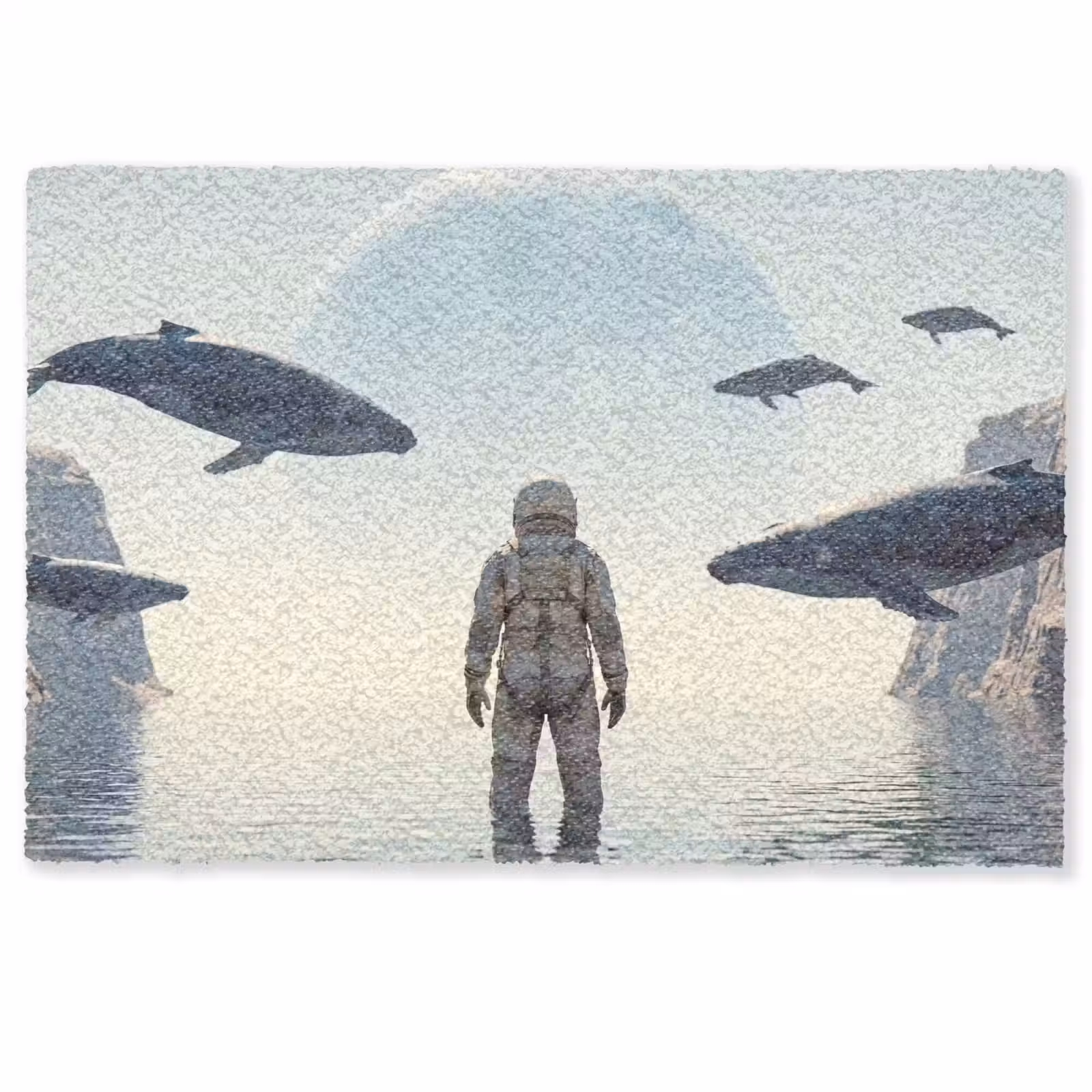 Fußmatte - Astronaut – Wal – Fantasie - Ruimtevaarder - Walvis - Fantasie Deurmat klein