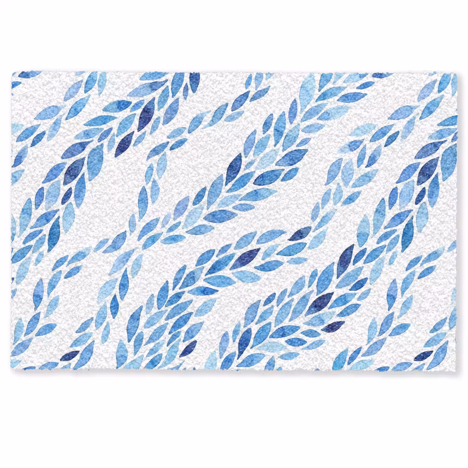 Bladeren - Aquarel - Patroon - Modern - Blauw Deurmat klein -zkaufland3d