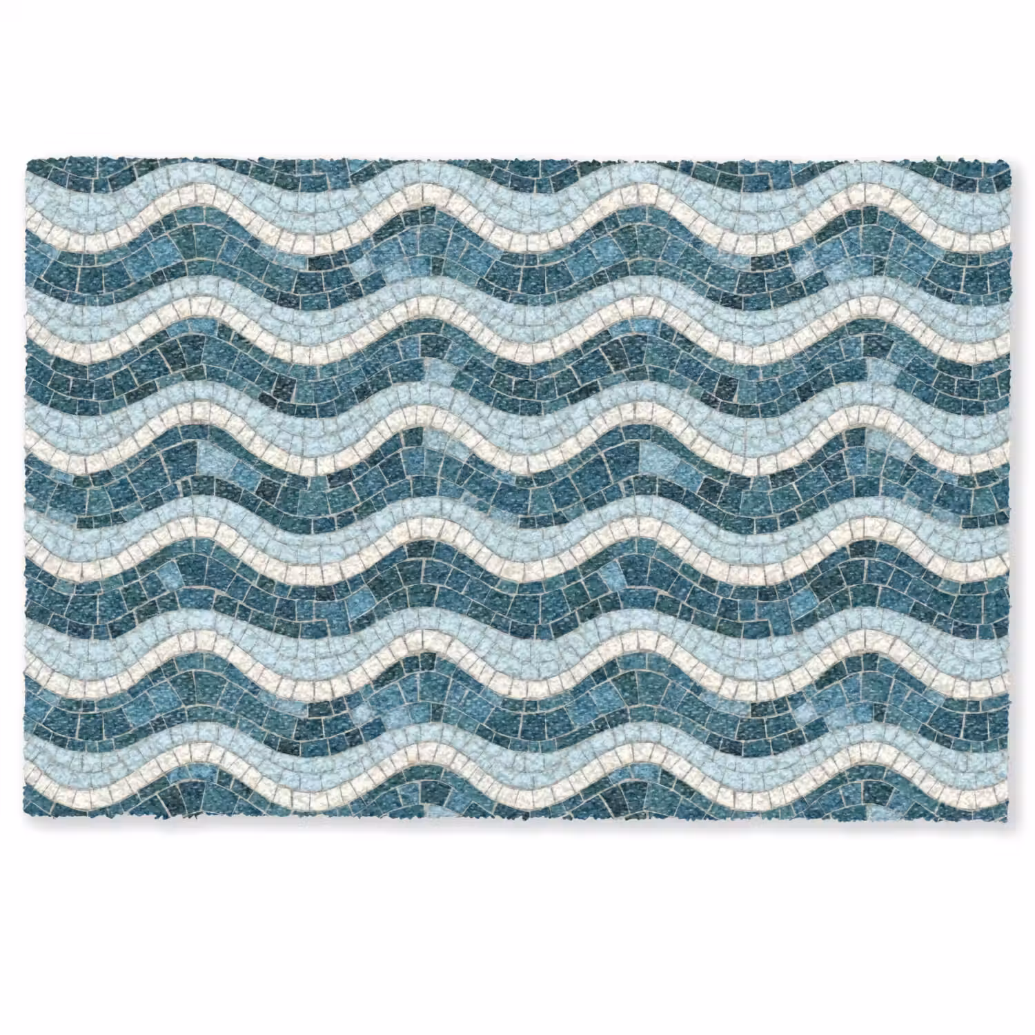 Blauw - Wit - Mozaïek - Golvend Deurmat klein 898 -zkaufland3d