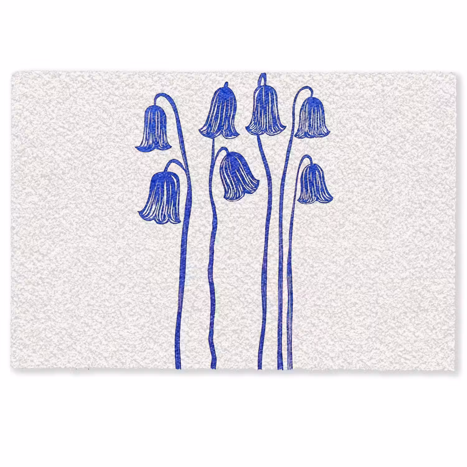 Bloemen - Blauw - Lijnen - Bloemblaadjes Deurmat klein -zkaufland3d