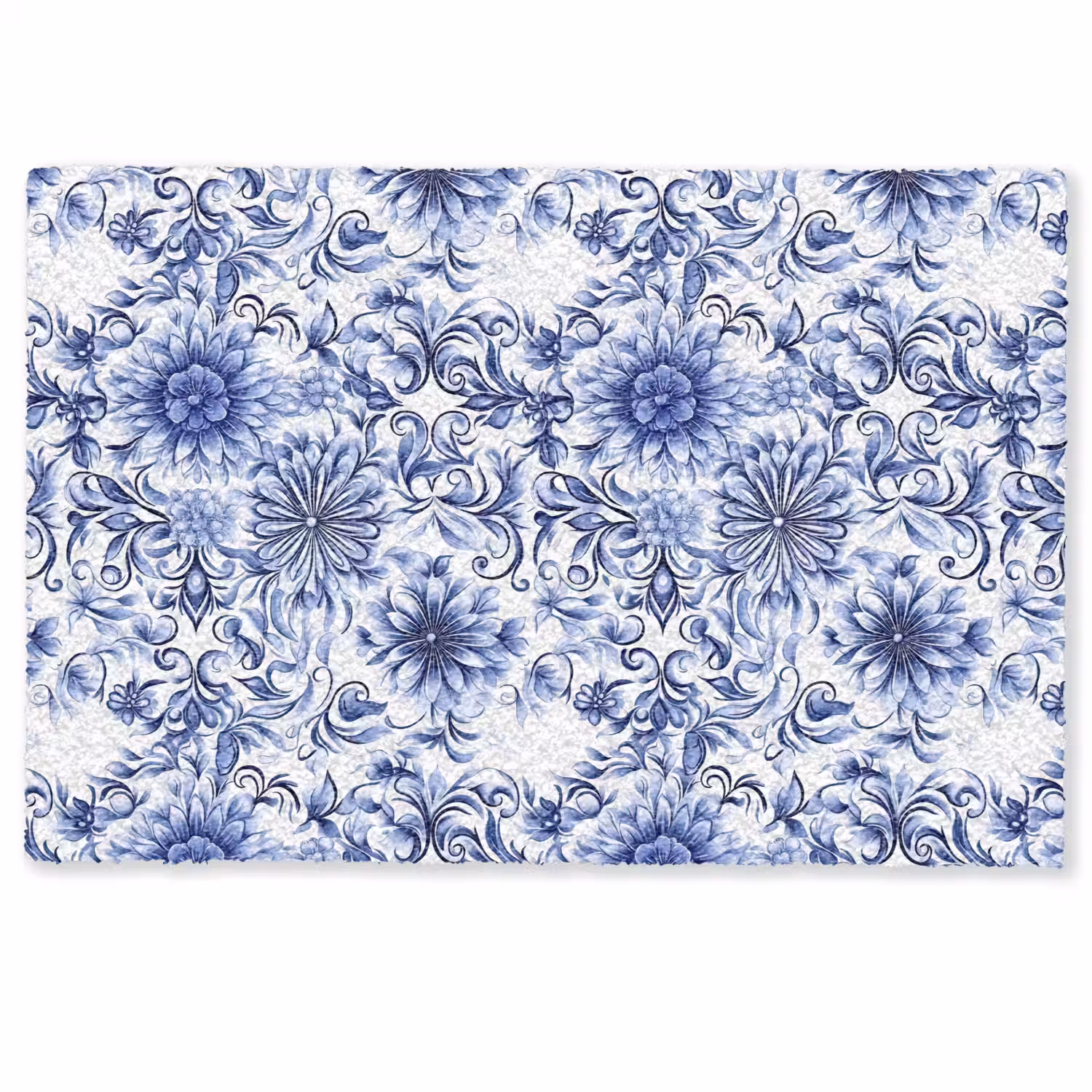 Bloemen - Blauw - Patroon - Wit Deurmat klein 898 -zkaufland3d