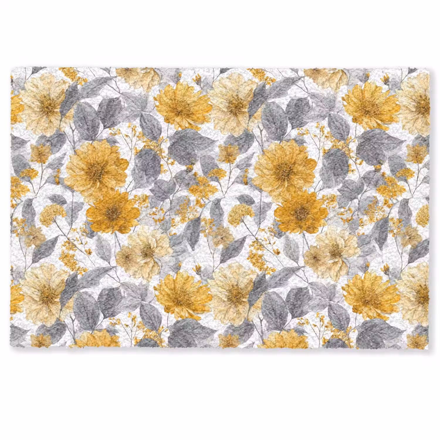 Bloemen - Botanisch - Elegant - Okergeel - Grijs Deurmat klein 898 -zkaufland3d
