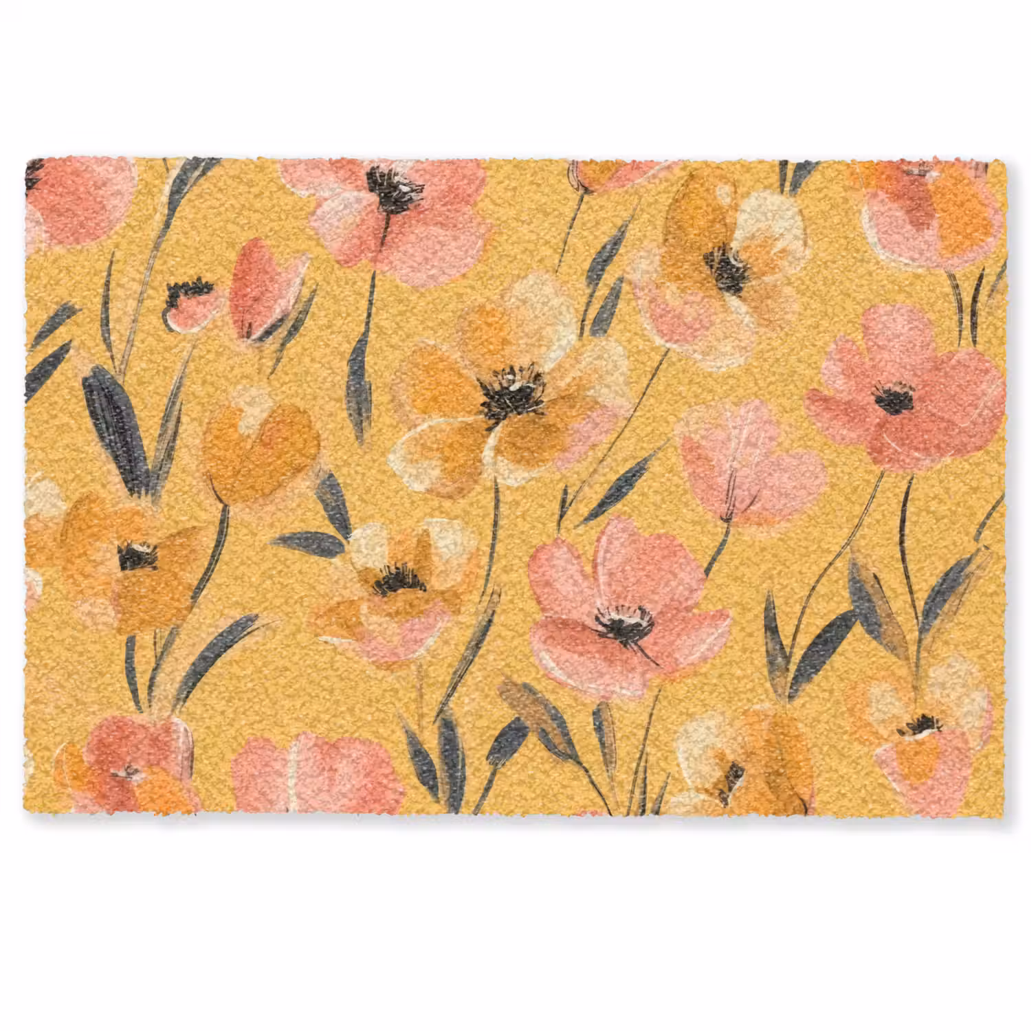 Bloemen - Geschilderd - Geel Deurmat klein -zkaufland3d