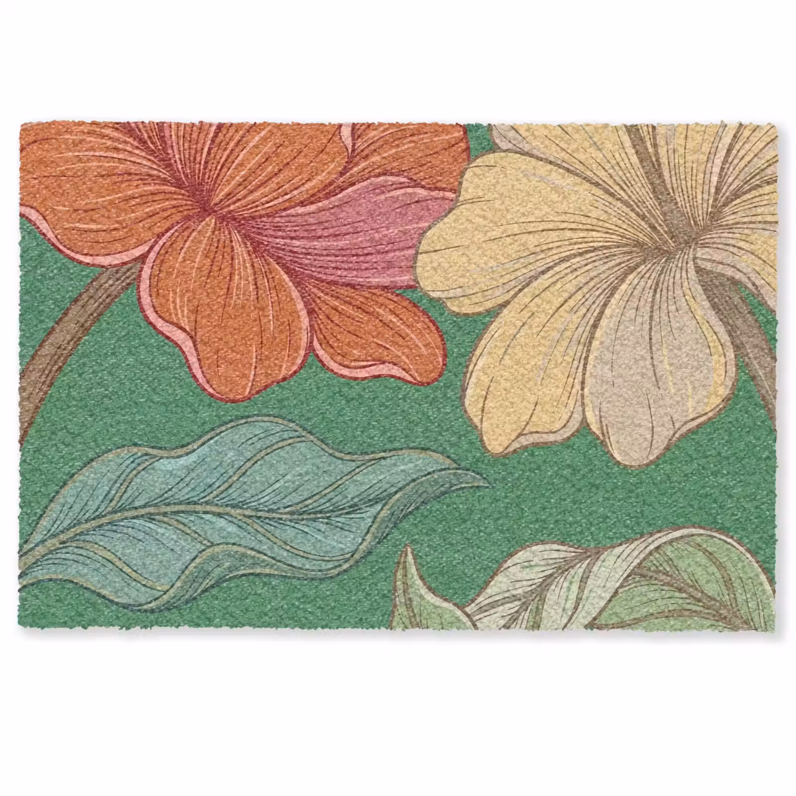 Fußmatte - Blumen – Grün – Illustration - Bloemen - Groen - Illustratie Deurmat klein