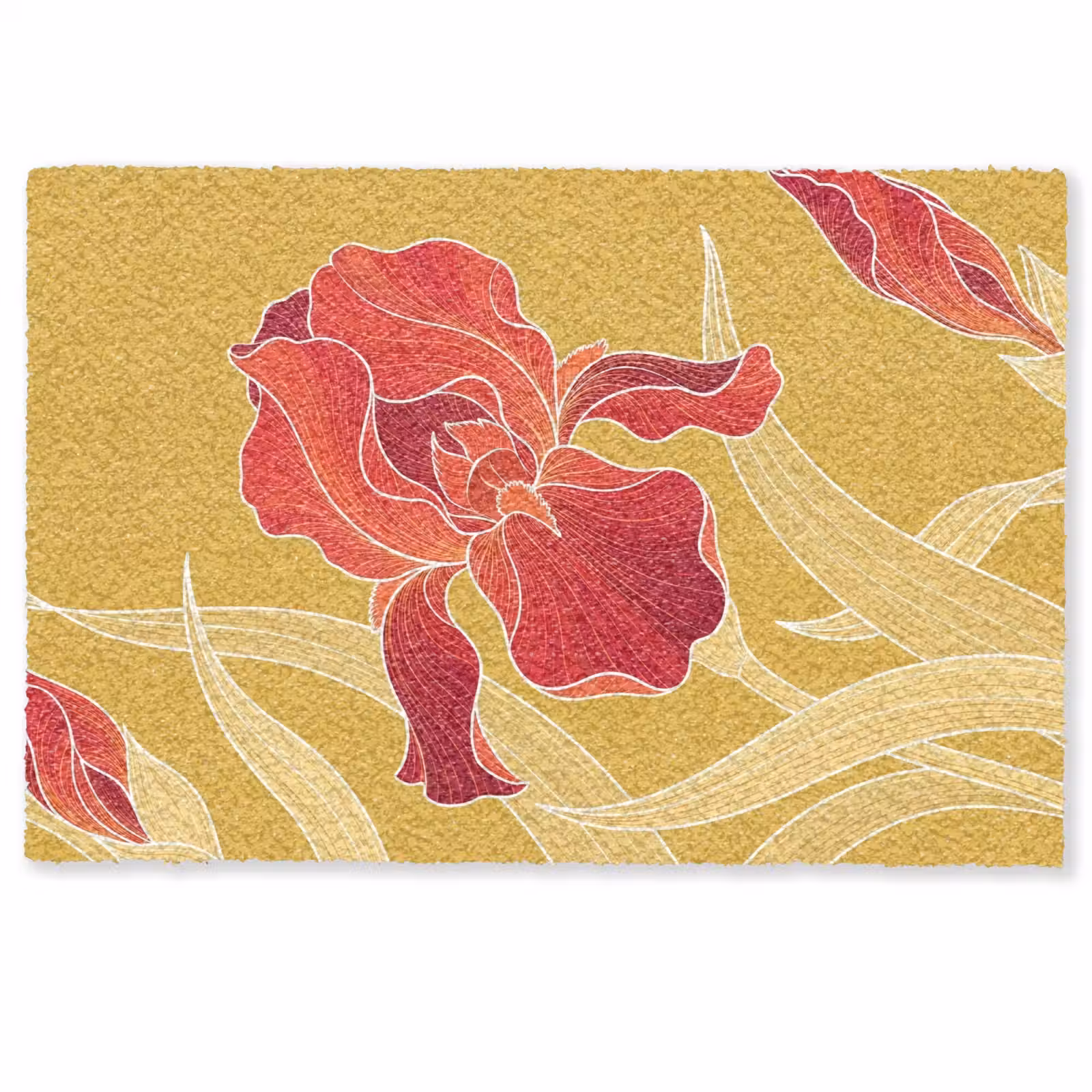 Fußmatte - Blumen – Illustration – Rot - Bloemen - Illustratie - Rood Deurmat klein