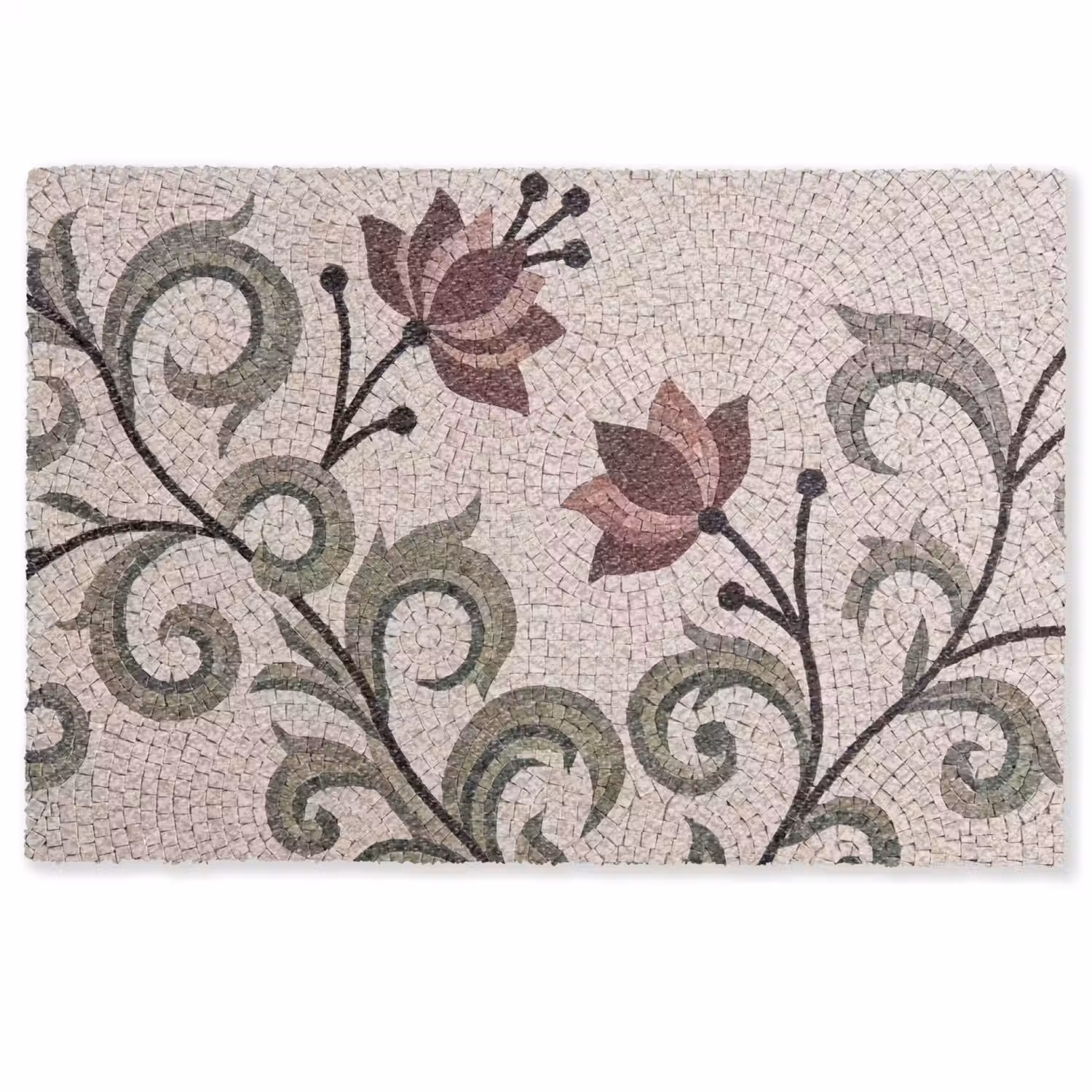 Bloemen - Mozaïek - Patroon - Abstract - Groen Deurmat klein -zkaufland3d
