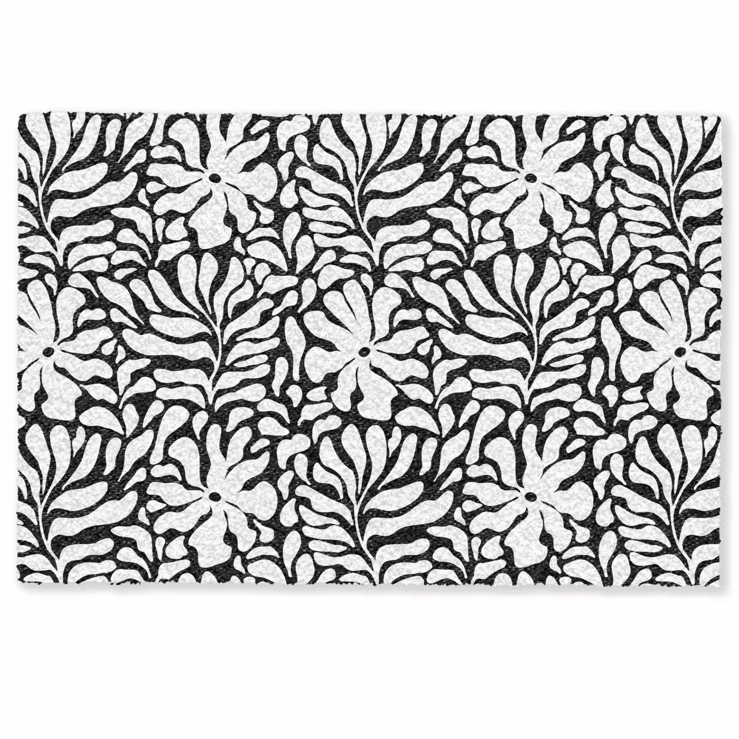 Bloemen - Patroon - Zwart - Wit Deurmat klein 898 -zkaufland3d