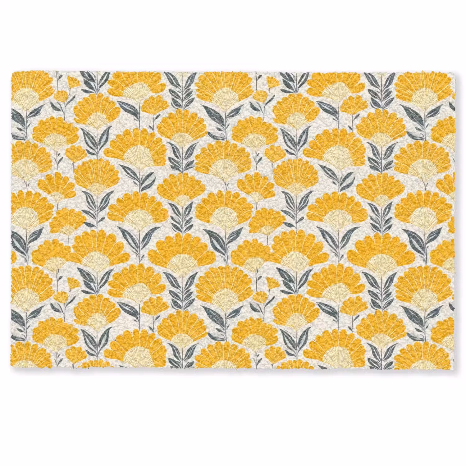Bloemen - Retro - Botanisch - Okergeel - Grijs Deurmat klein 898 -zkaufland3d