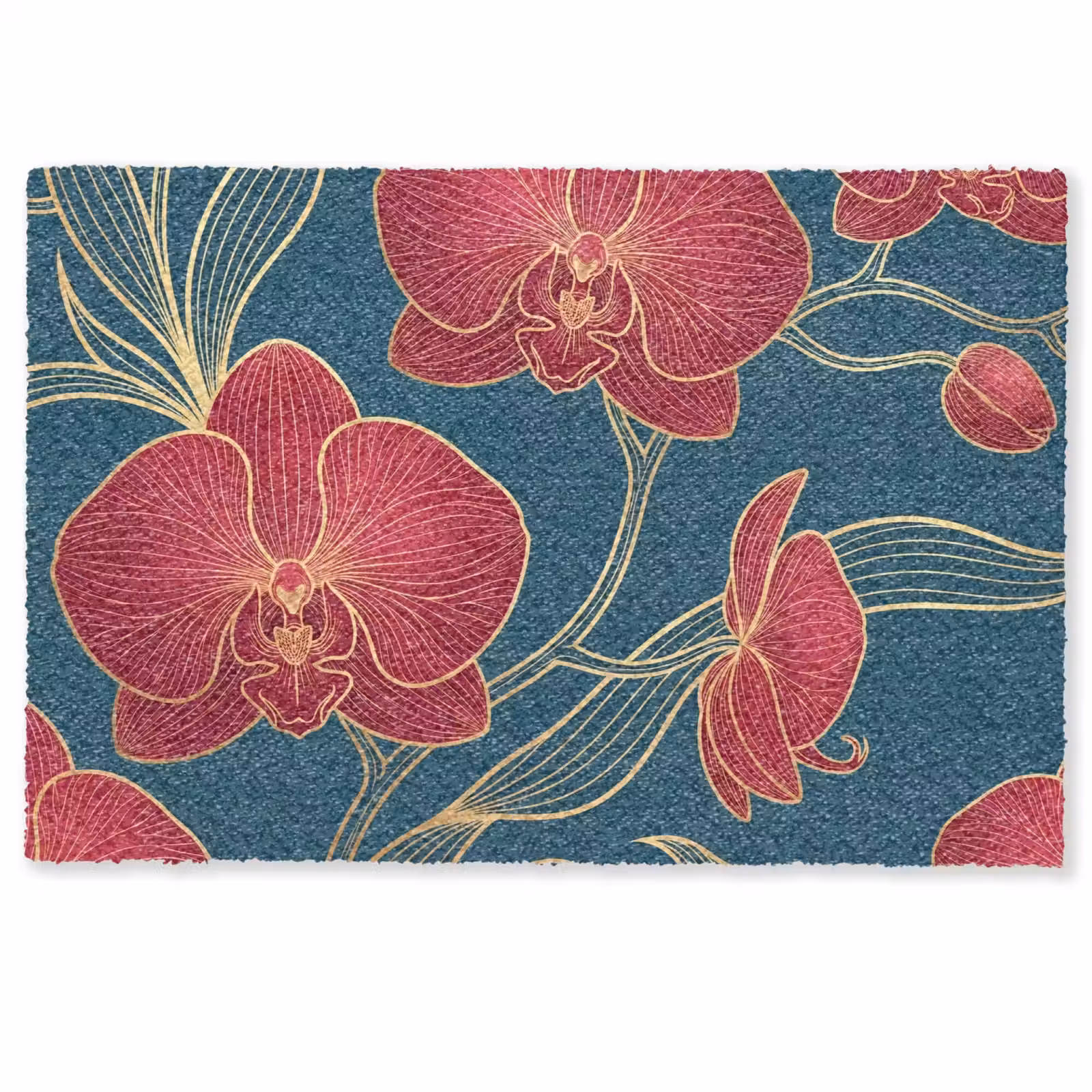 Fußmatte - Blumen – Rot – Gold - Bloemen - Rood - Goud Deurmat klein