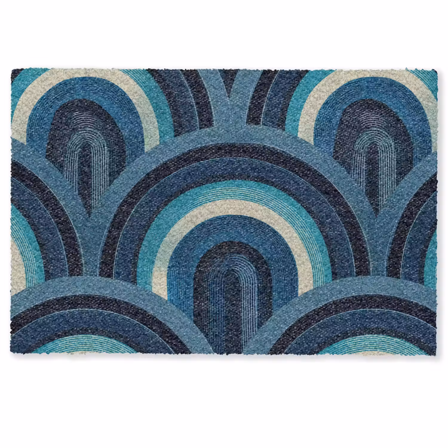 Bogen - Geometrisch - Patroon - Blauw - Retro Deurmat klein 898 -zkaufland3d