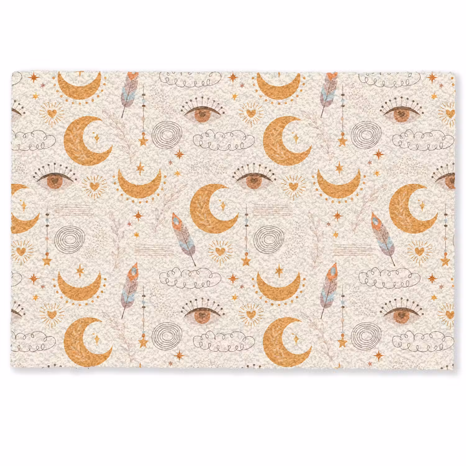 Boho - Print - Ogen - Maan - Veren - Beige Deurmat klein -zkaufland3d