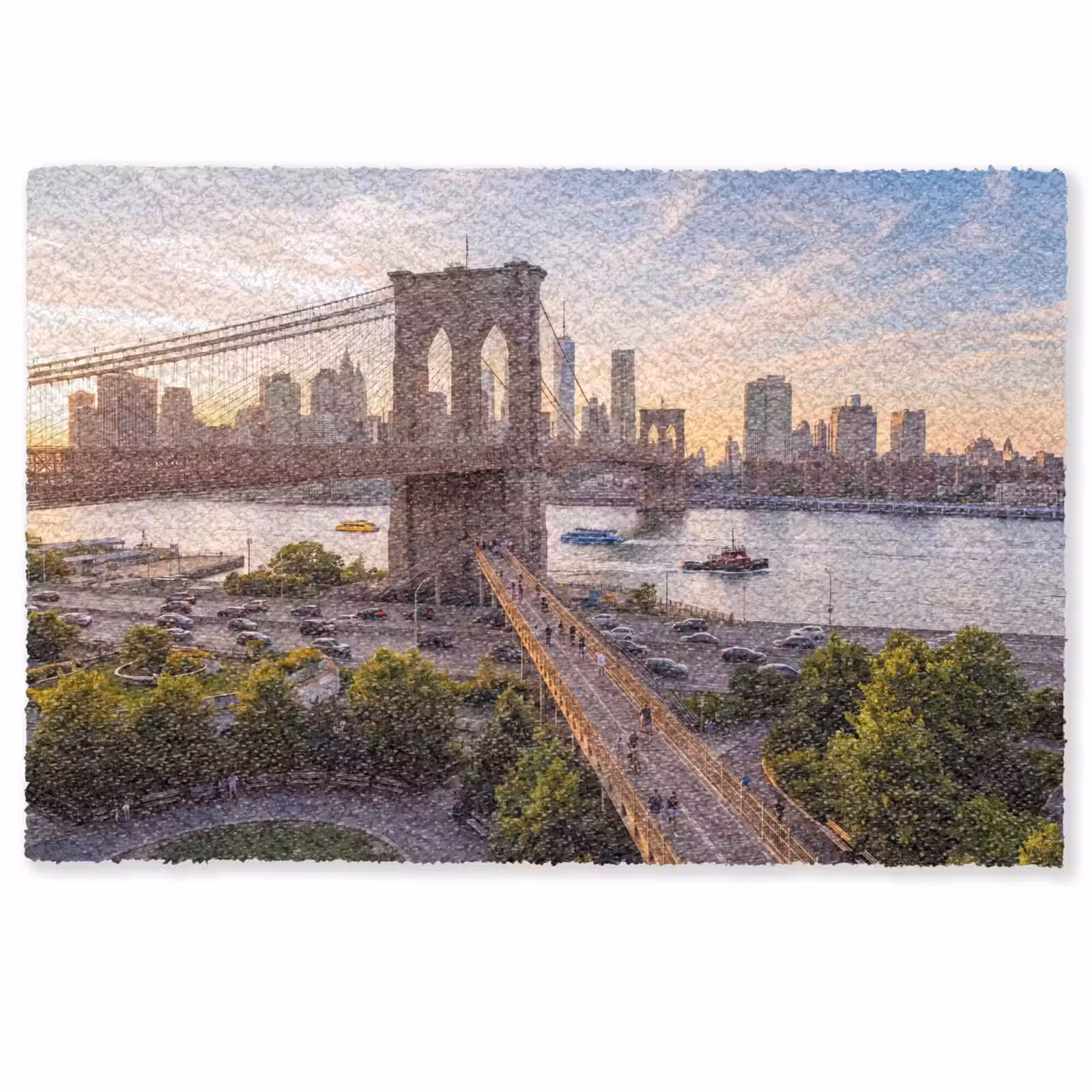 Fußmatte - Brücke – Fluss – Stadt – Sonnenuntergang – Architektur - Brug - Rivier - Stad - Zonsondergang - Architectuur Deurmat klein