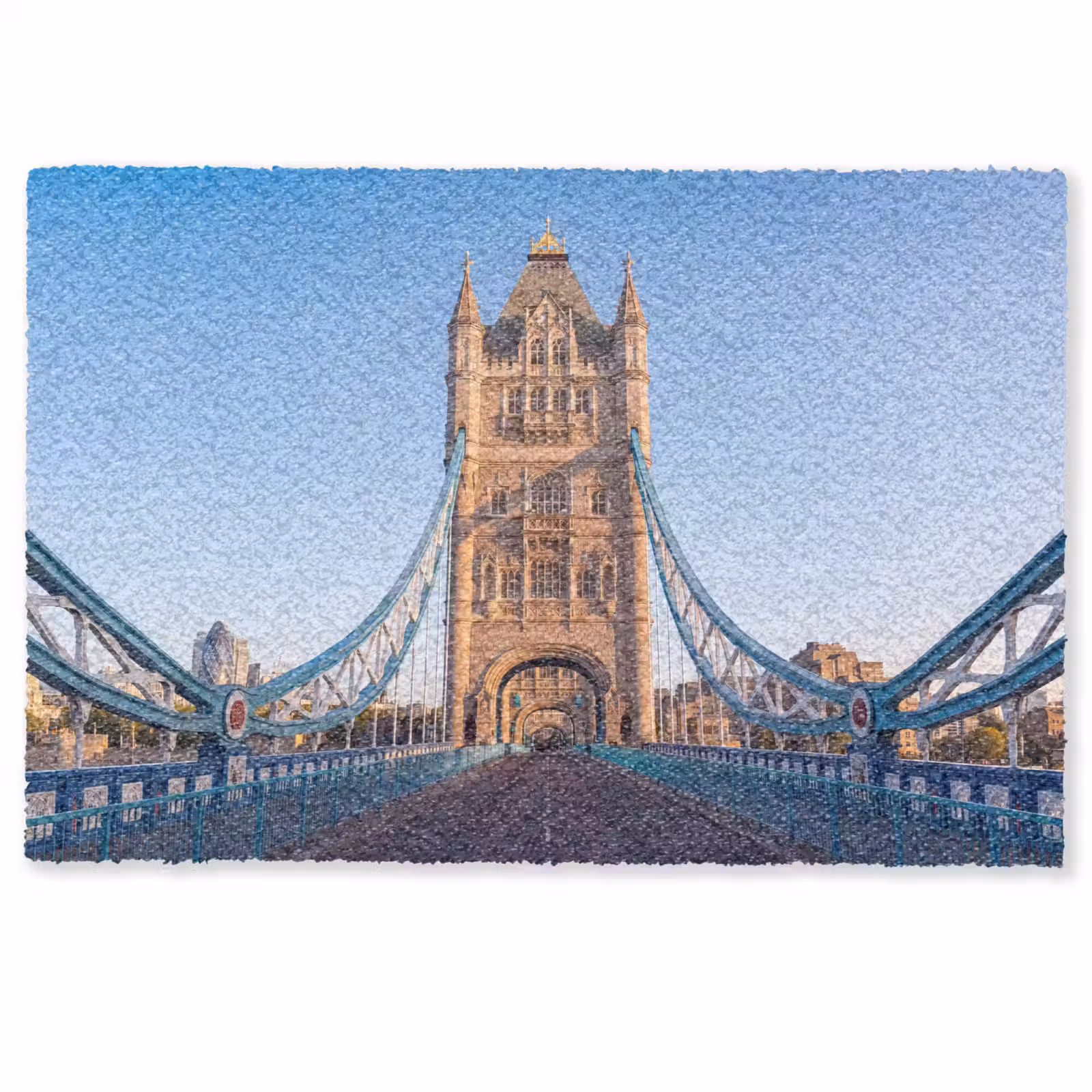 Fußmatte - Brücke – Turm – Architektur – Klassisch – Blau - Brug - Toren - Architectuur - Klassiek - Blauw Deurmat klein