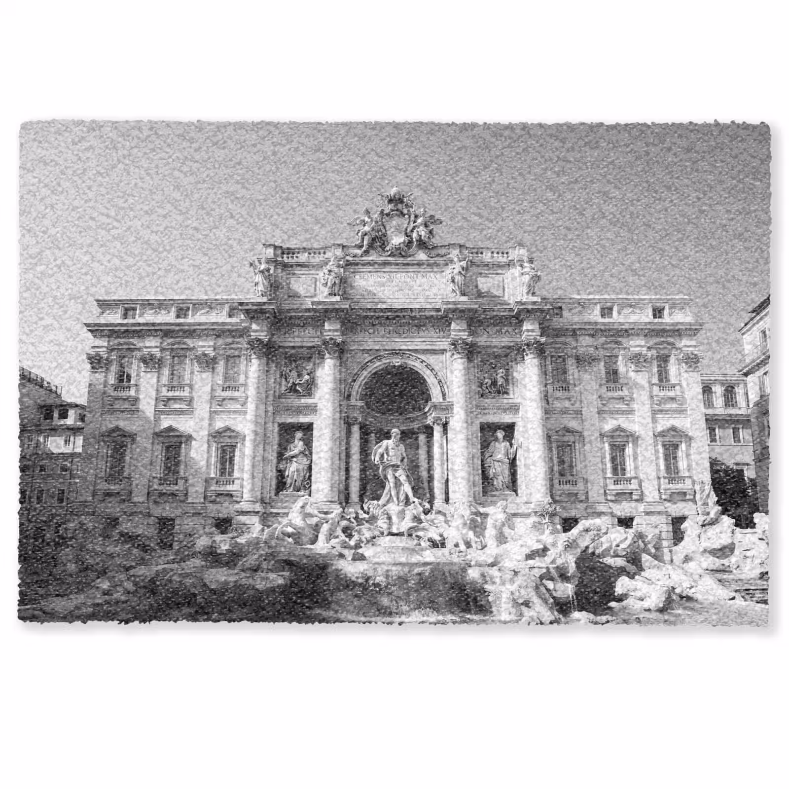 Fußmatte - Brunnen – Skulpturen – Architektur – Schwarz-Weiß - Fontein - Beelden - Architectuur - Zwart-wit Deurmat klein