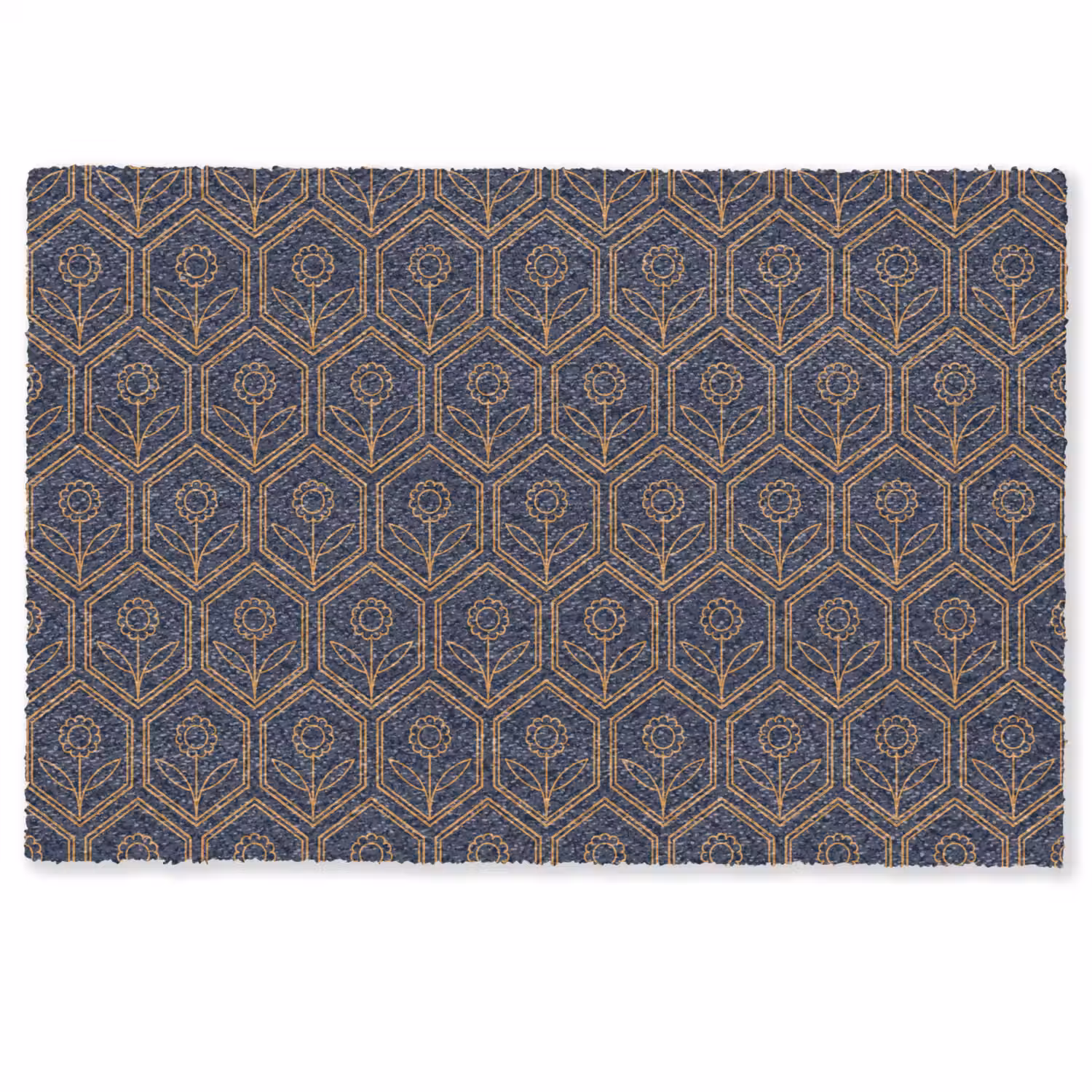 Donkerblauw - Patroon - Bloem - Symmetrisch Deurmat klein 898 -zkaufland3d