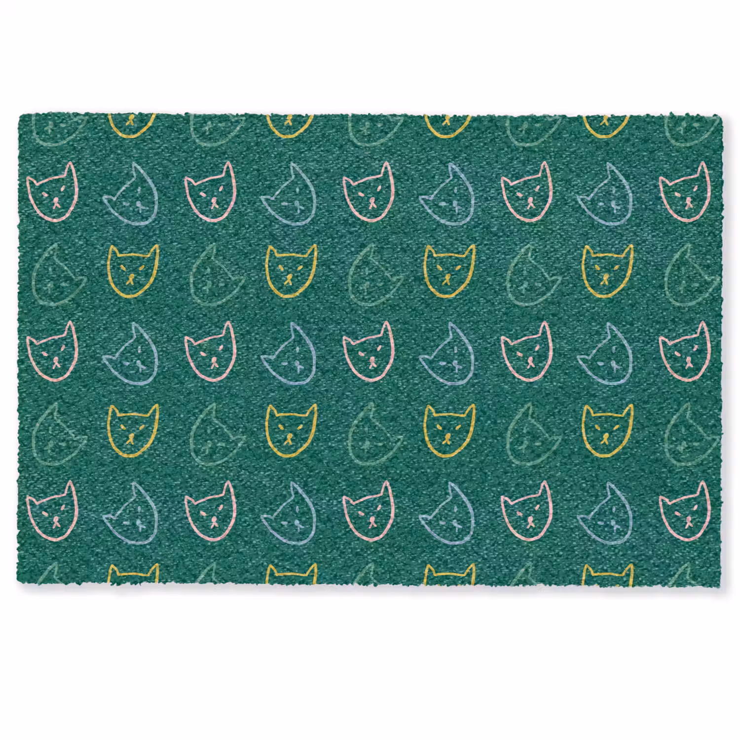 Donkergroen - Gezichten - Katten - Kleuren Deurmat klein 898 -zkaufland3d