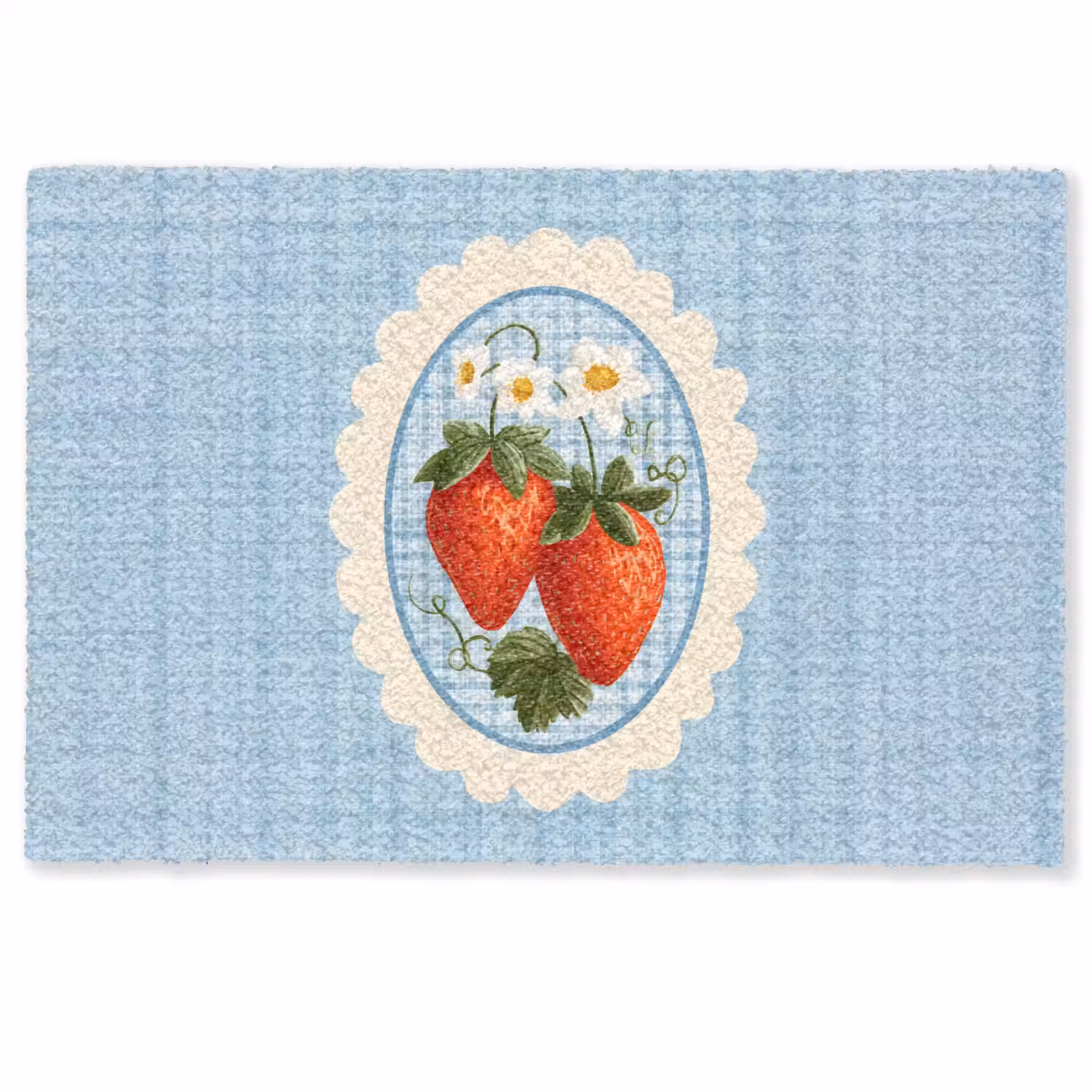 Aardbeien - Lijst - Rood - Geruit Deurmat klein -zkaufland3d