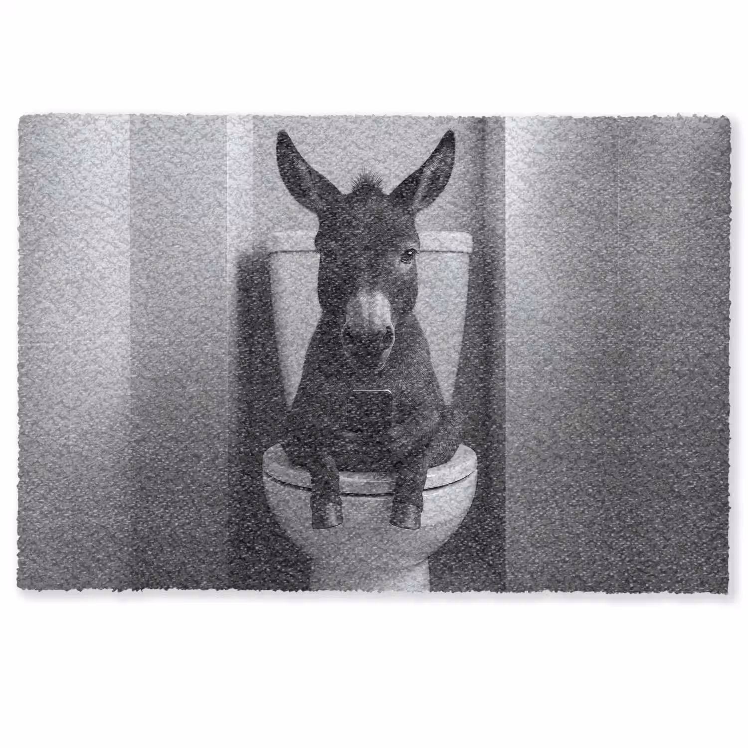 Ezel - Telefoon - Toilet - Zwart - Wit Deurmat klein -zkaufland3d