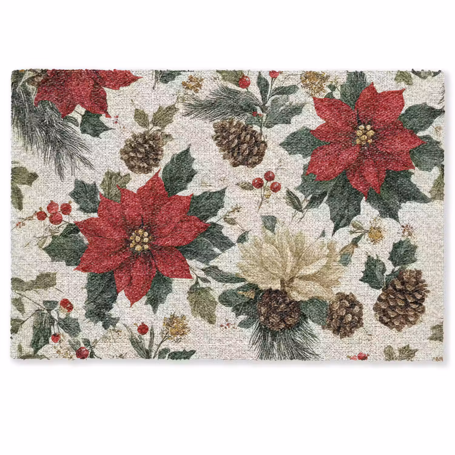 Feestelijk - Textielpatroon - Kerstbloemen - Kleurrijk Deurmat klein -zkaufland3d