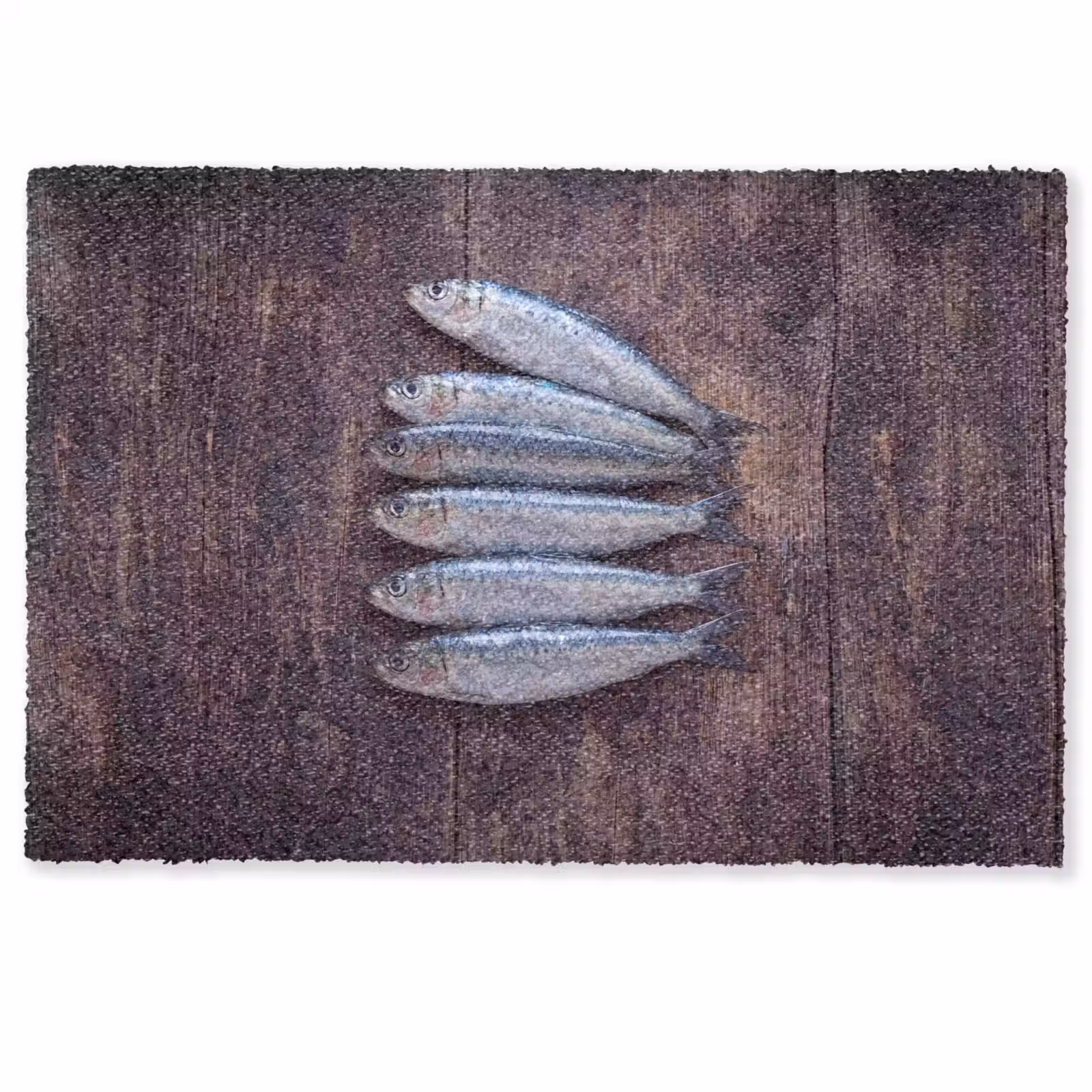 Fußmatte - Fisch – Holz – Essen - Vis - Hout - Eten Deurmat klein