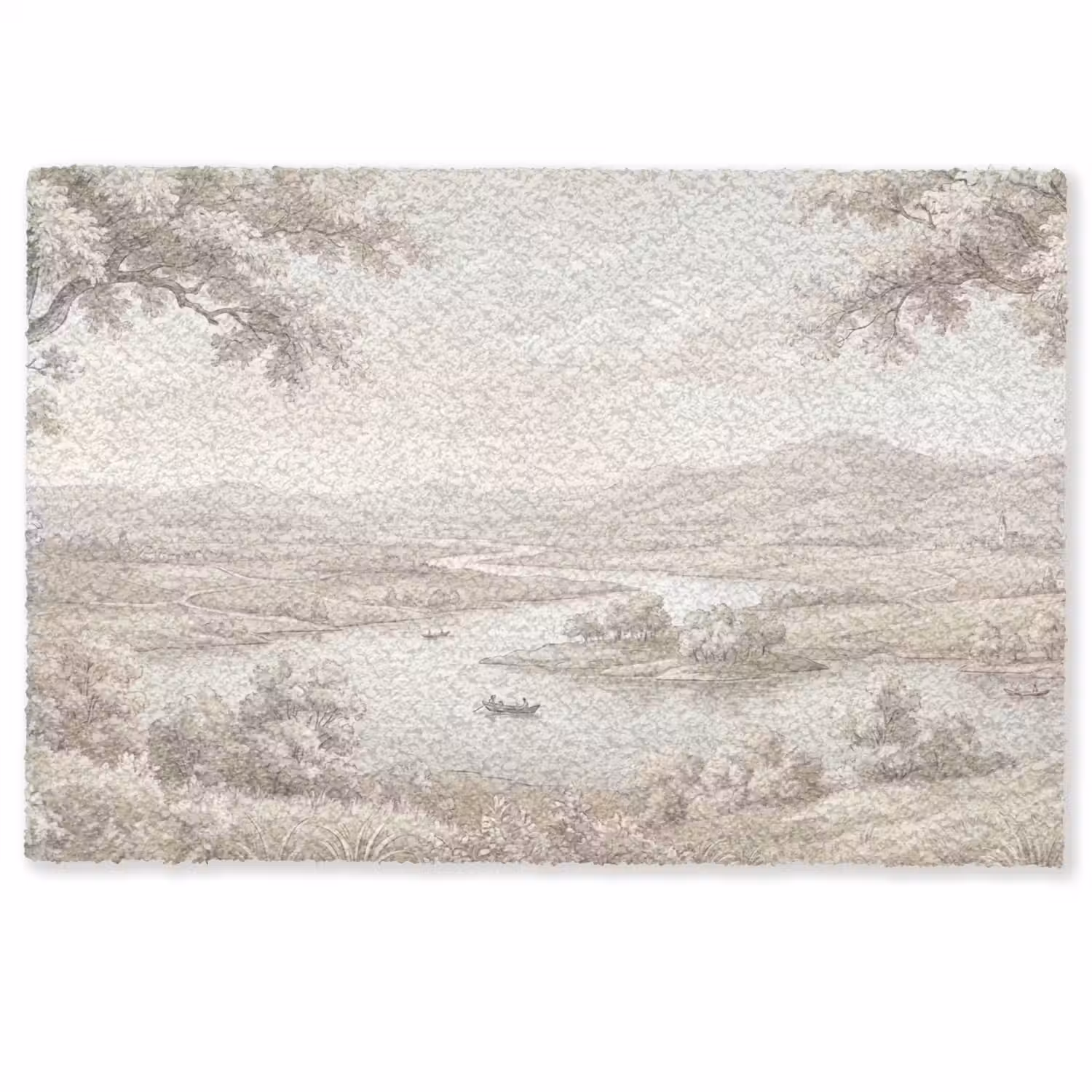Rivierlandschap - Bergen - Natuur - Vintage - Beige Deurmat klein -zkaufland3d