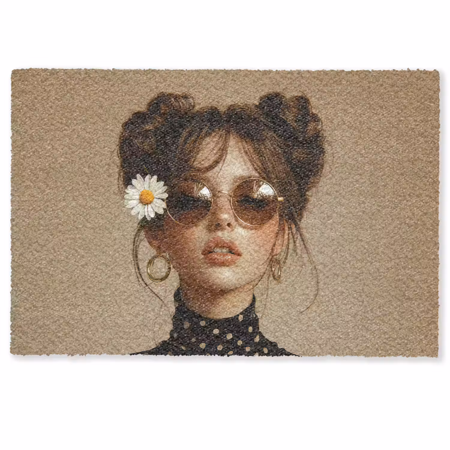 Vrouw - Beige - Bloem - Modern - Portret Deurmat klein -zkaufland3d