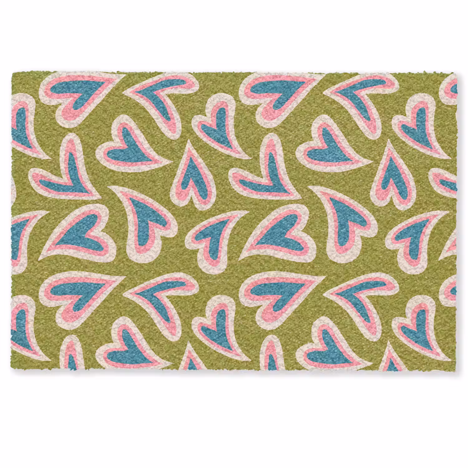 Groen - Retro - Hartjes - Patroon Deurmat klein 898 -zkaufland3d