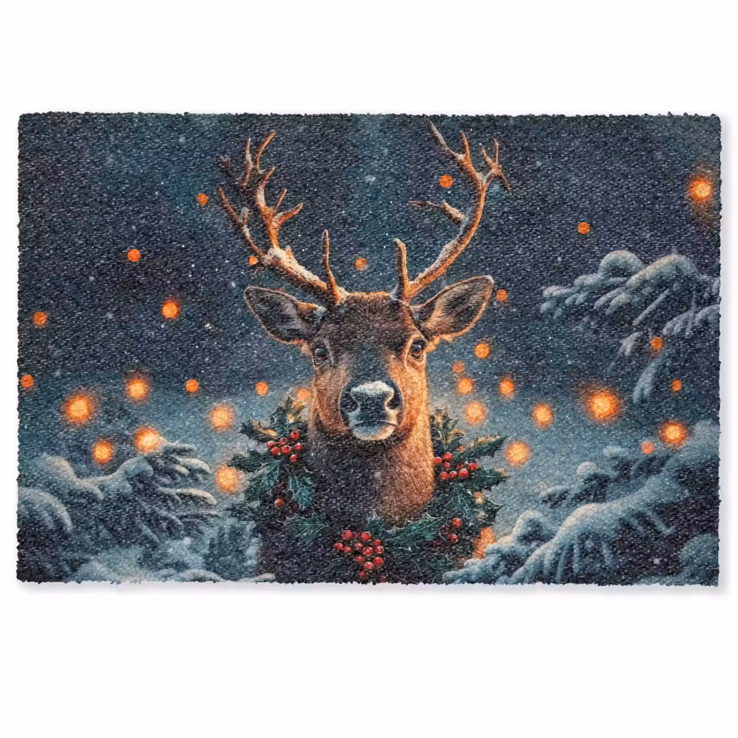 Hert - Kerst - Winter - Sneeuw - Kerstkrans Deurmat klein -zkaufland3d