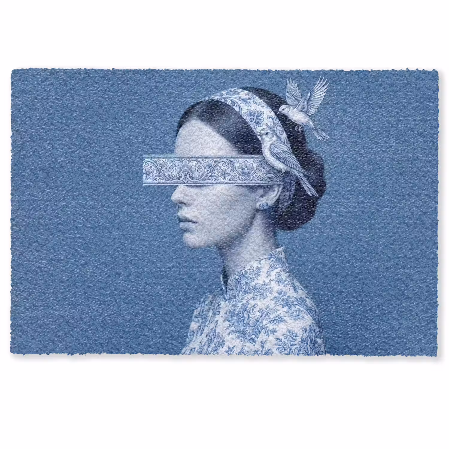 Portret - Klassiek - Wit - Blauw Deurmat klein -zkaufland3d