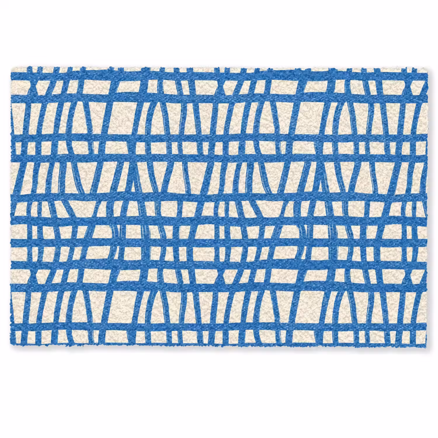 Ruitpatroon - Blauw - Crème Deurmat klein 898 -zkaufland3d
