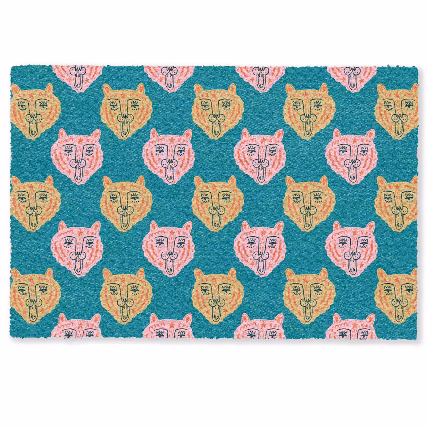Kattengezichten - Sterren - Turquoise Deurmat klein 898 -zkaufland3d