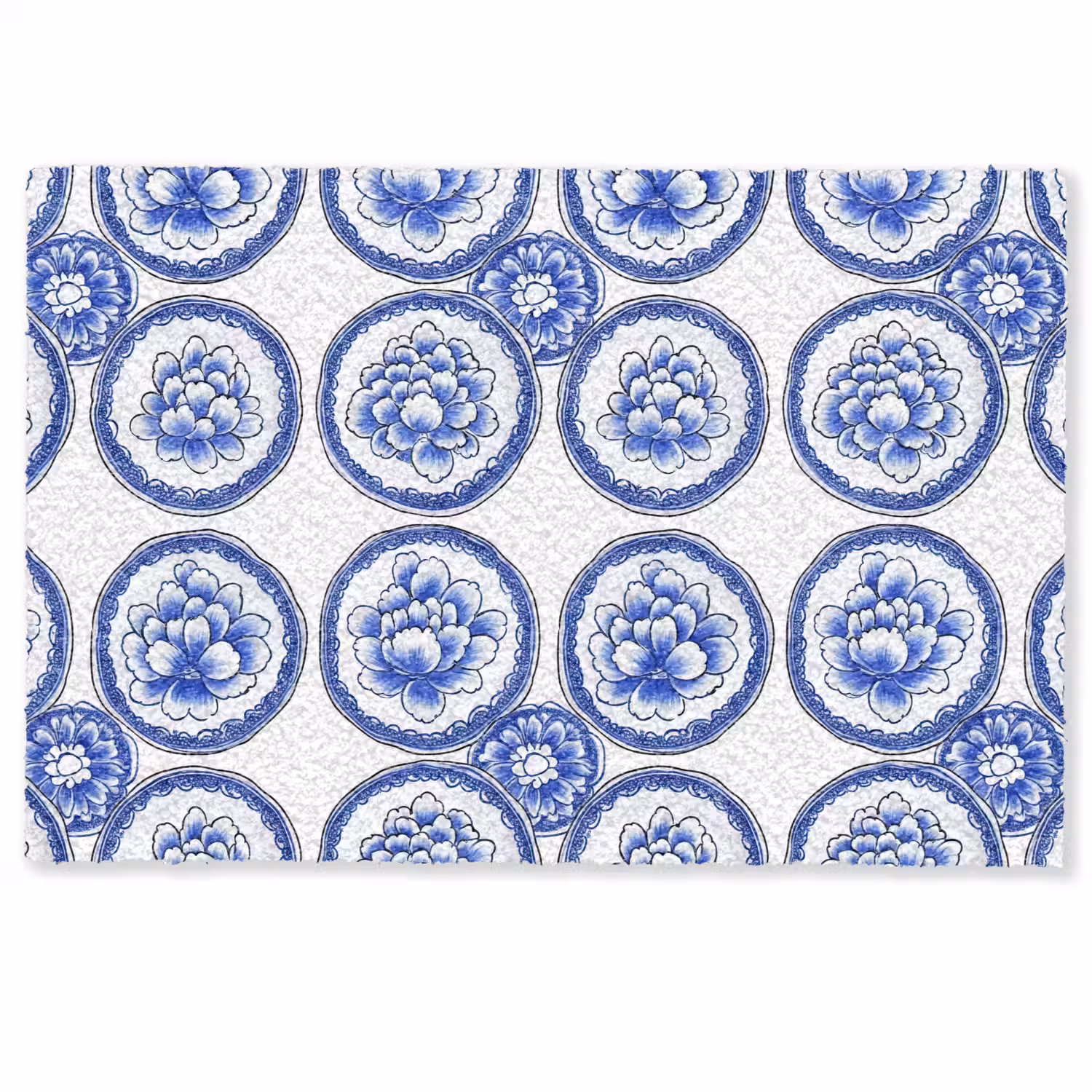 Cirkels - Bloemen - Blauw Deurmat klein 898 -zkaufland3d