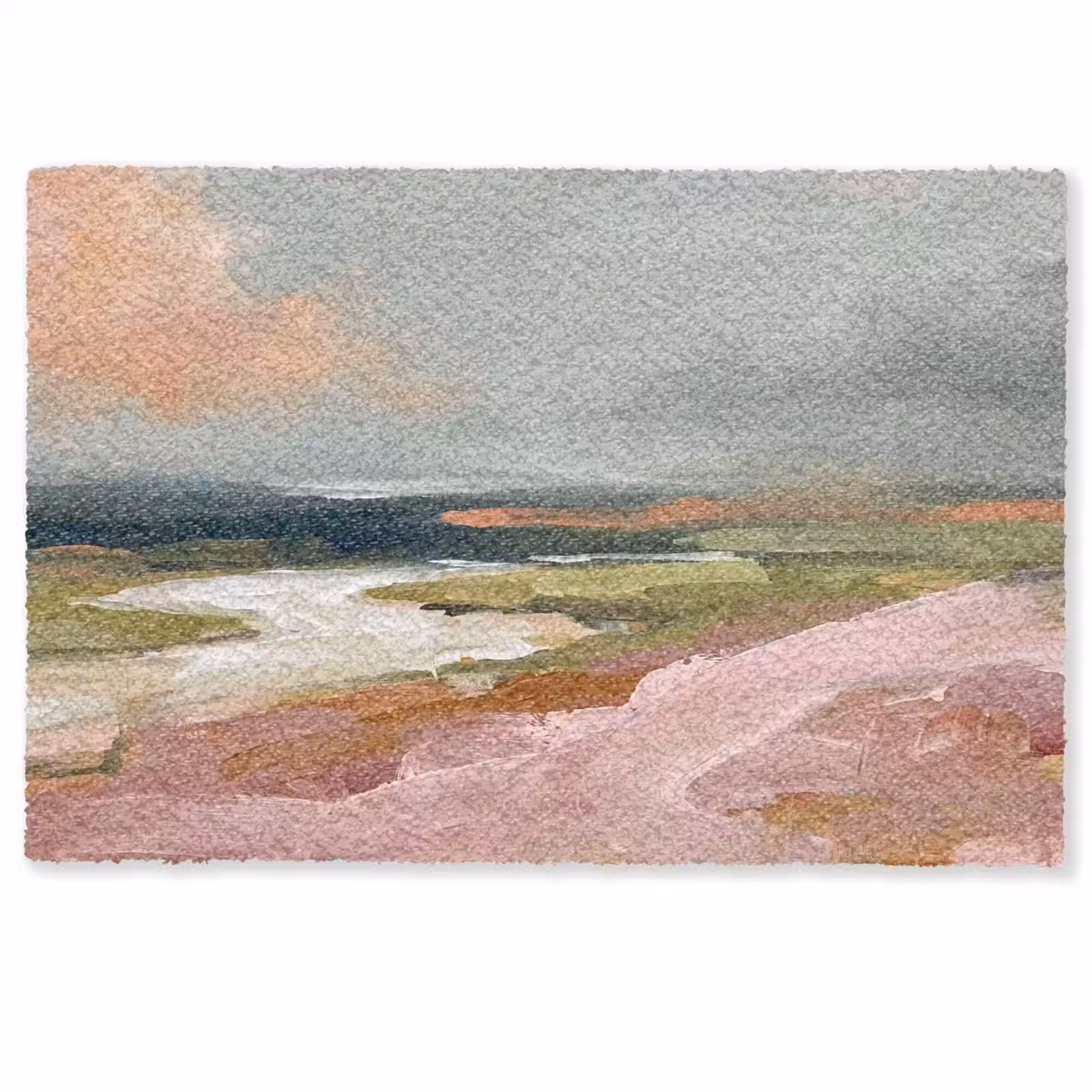 Fußmatte - Landschaft – Fluss – Abstrakt – Rosa – Grün - Landschap - Rivier - Abstract - Roze - Groen Deurmat klein