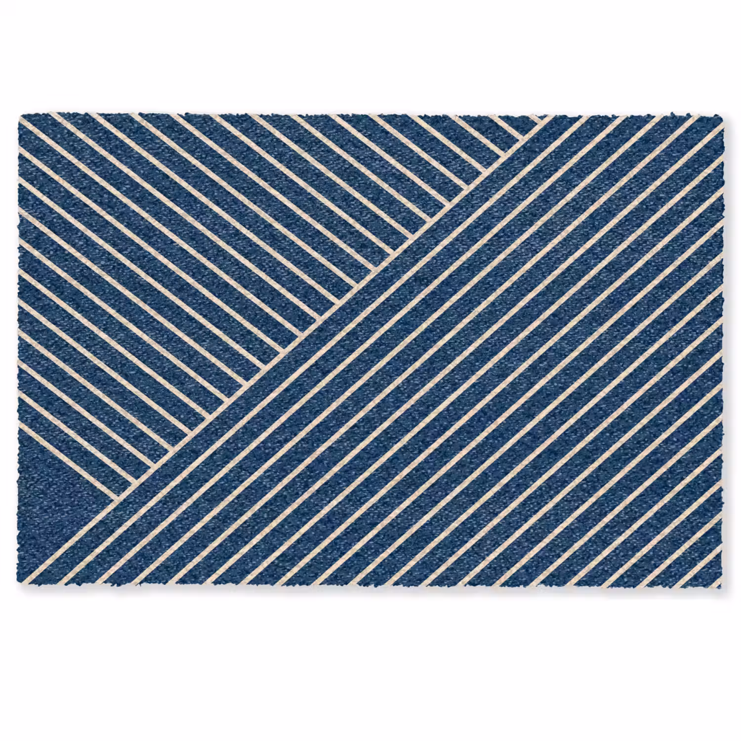 Lijnen - Abstract - Blauw - Wit - Minimalistisch Deurmat klein -zkaufland3d