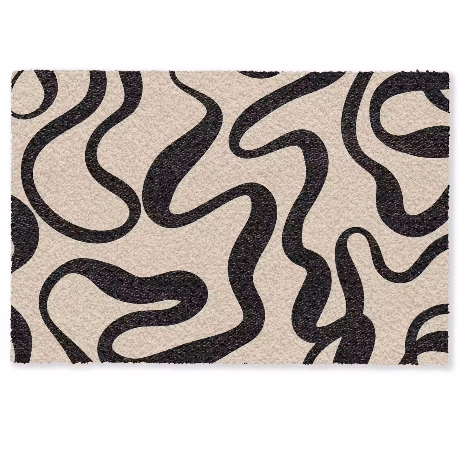Lijnen - Zwart - Beige - Abstract - Minimalistisch Deurmat klein -zkaufland3d