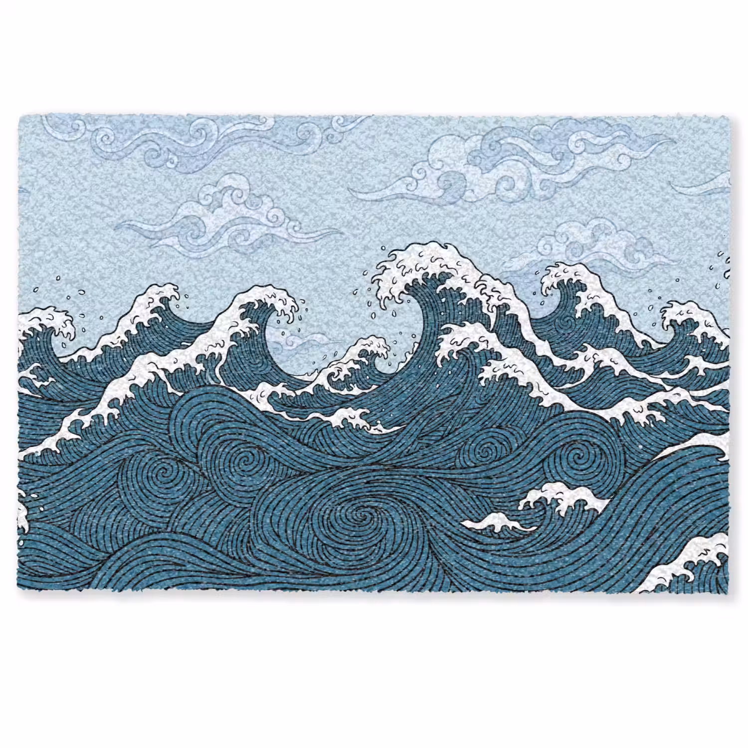 Zee - Golven - Japans - Natuur - Blauw Deurmat klein -zkaufland3d