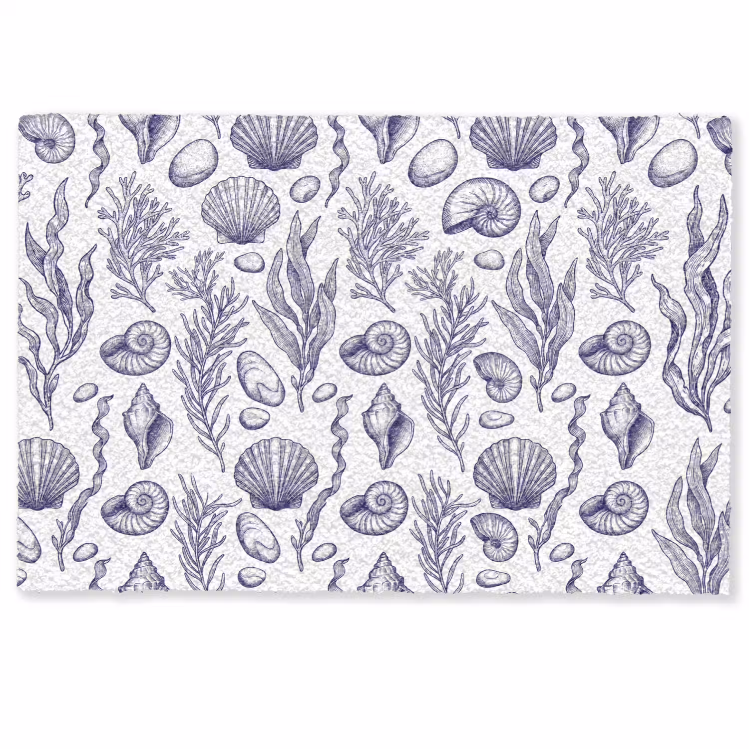 Schelpen - Zeewier - Oceaan - Illustratie - Blauw Deurmat klein -zkaufland3d