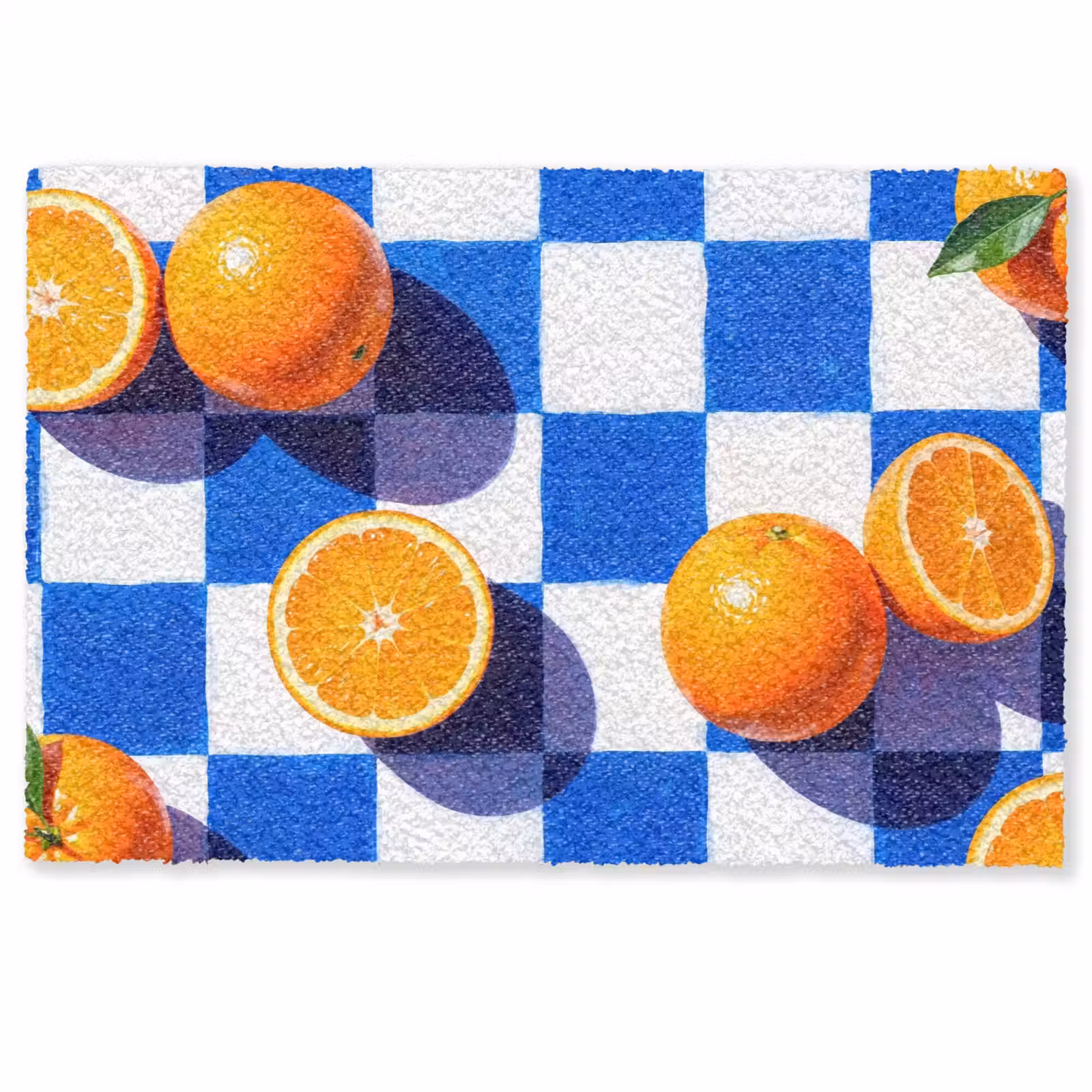Fußmatte - Orange – Kariert – Essen - Sinaasappel - Geruit - Eten Deurmat klein