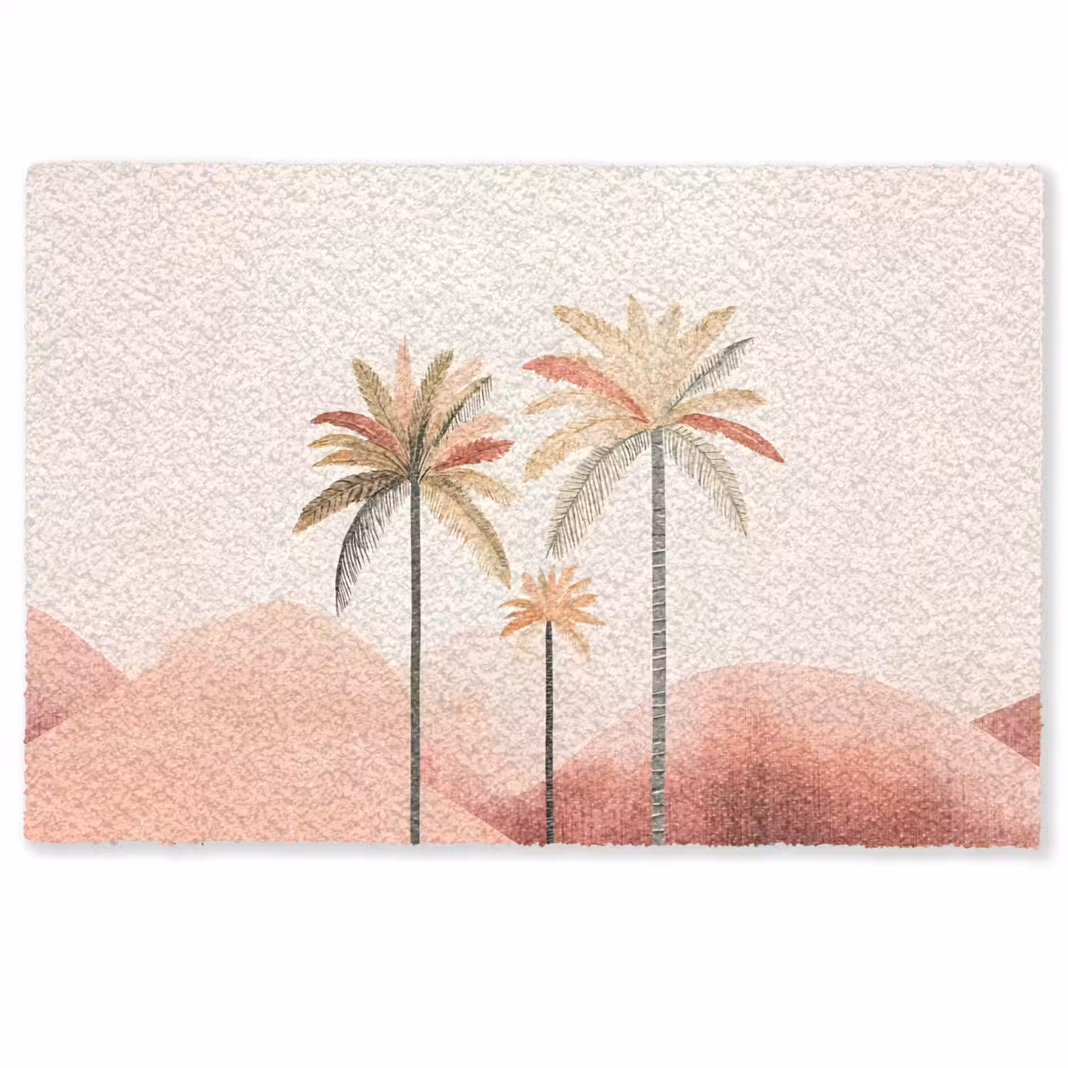 Palmbomen - Heuvels - Minimalistisch - Zachtroze Deurmat klein -zkaufland3d