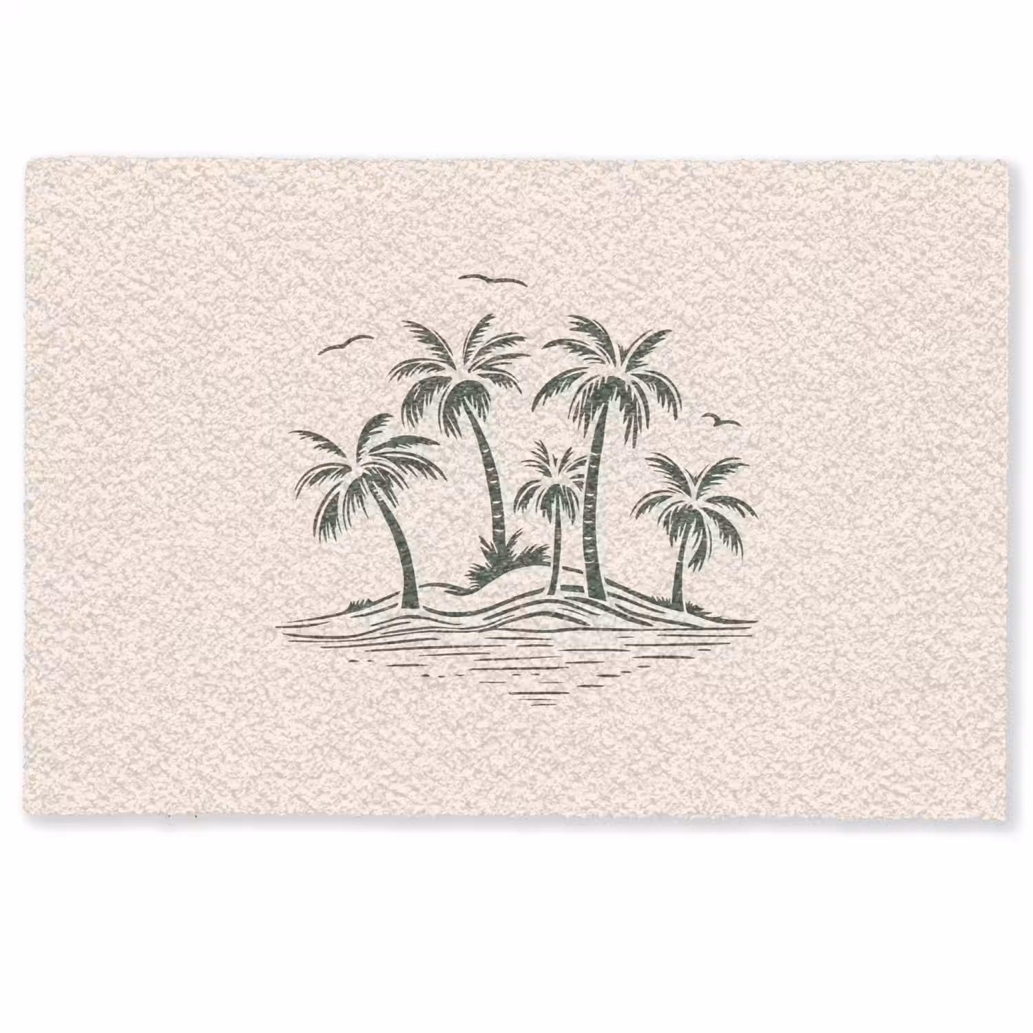 Palmbomen - Strand - Beige - Groen - Tropisch Deurmat klein -zkaufland3d