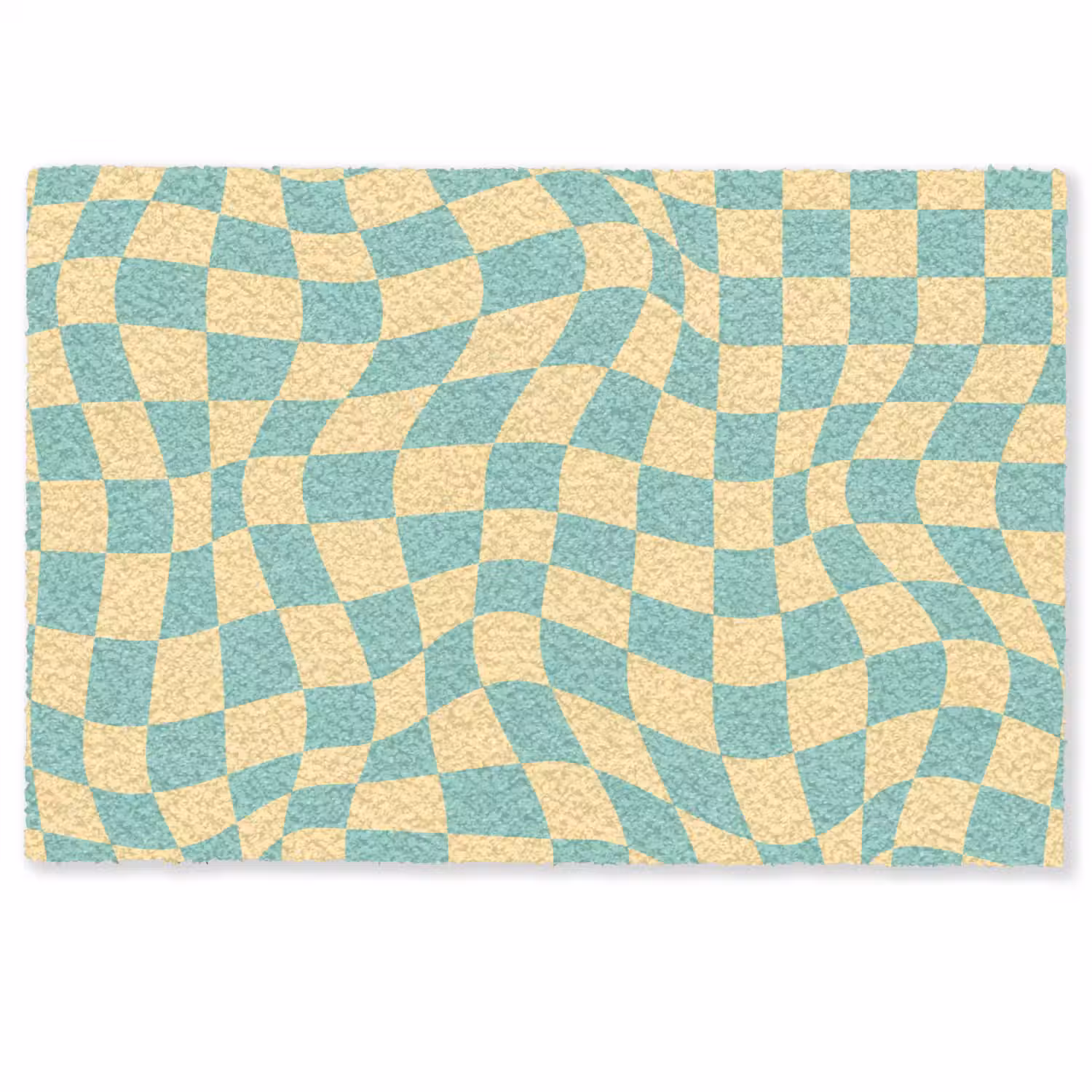 Hokjes patroon - Geel - Blauw - Golvende lijnen Deurmat klein -zkaufland3d