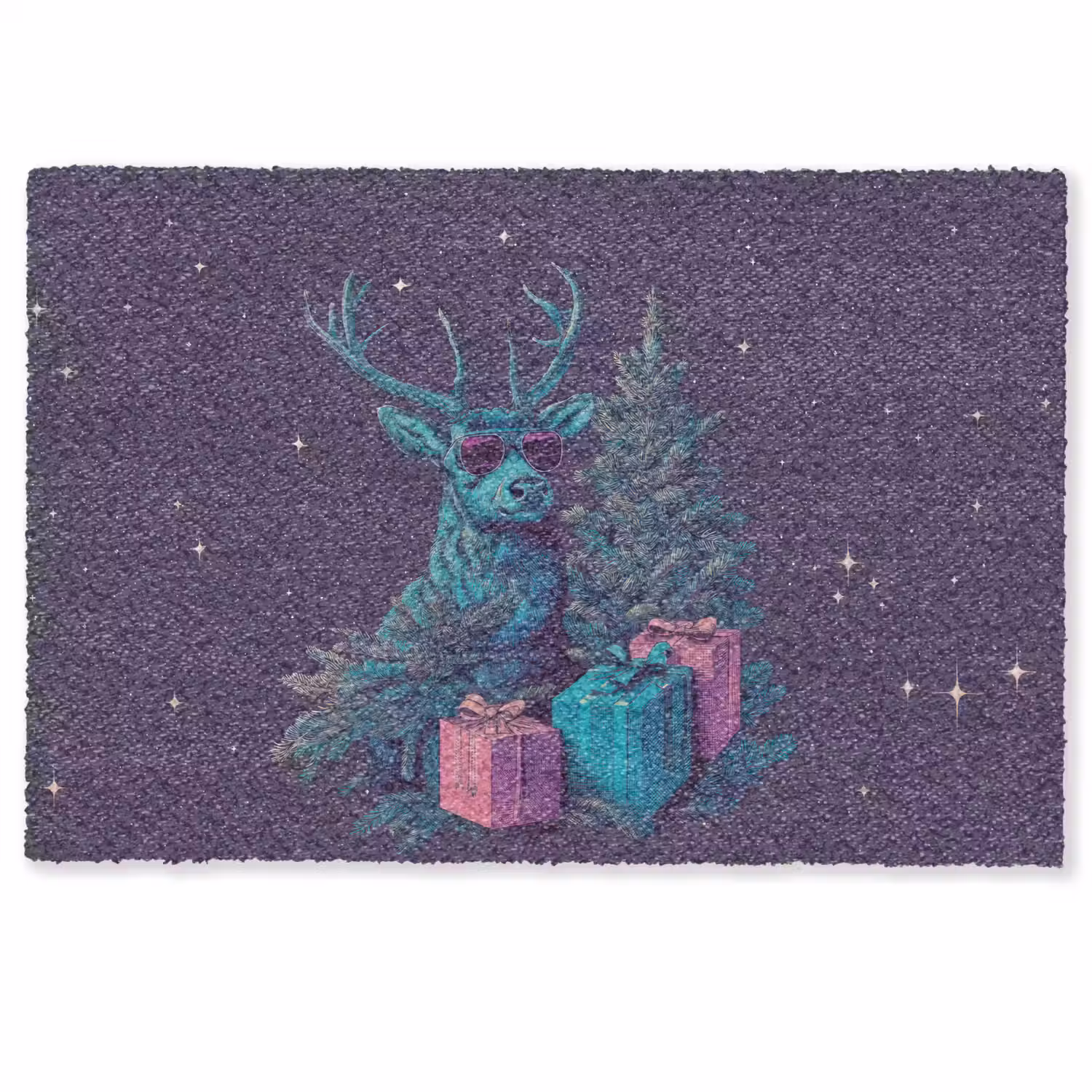 Rendier - Zonnebril - Neon - Kerstboom Deurmat klein -zkaufland3d