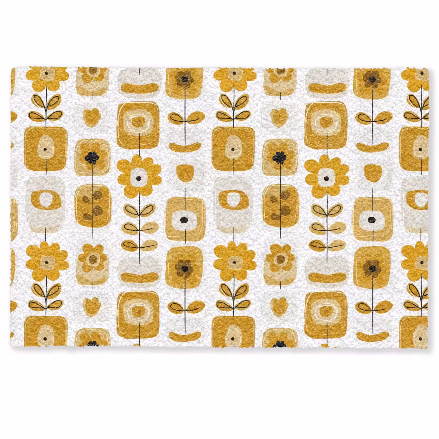 Retro - Abstract - Bloemen - Okergeel Deurmat klein 898 -zkaufland3d