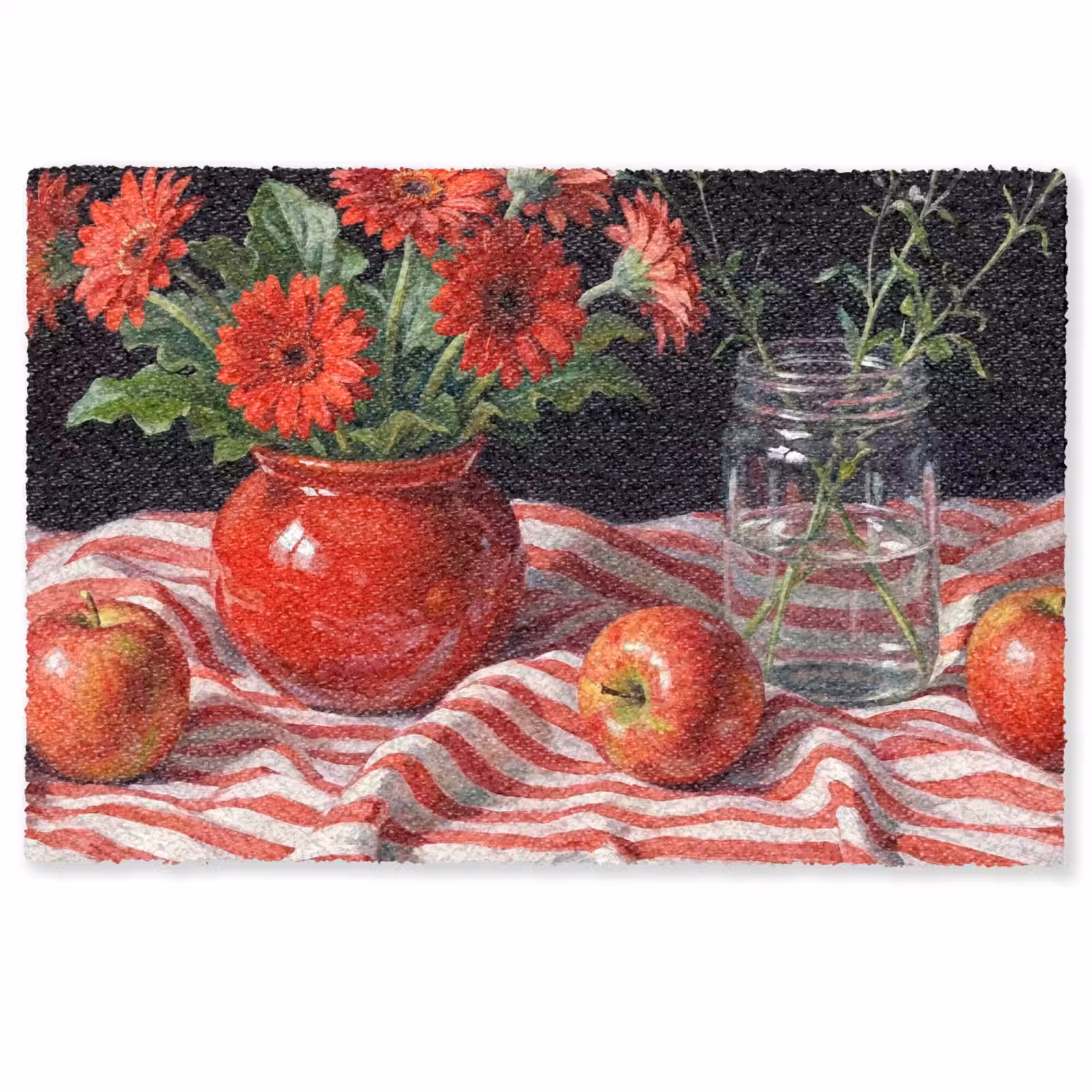 Fußmatte - Rote Blumen – Vase - Rode bloemen - Vaas Deurmat klein
