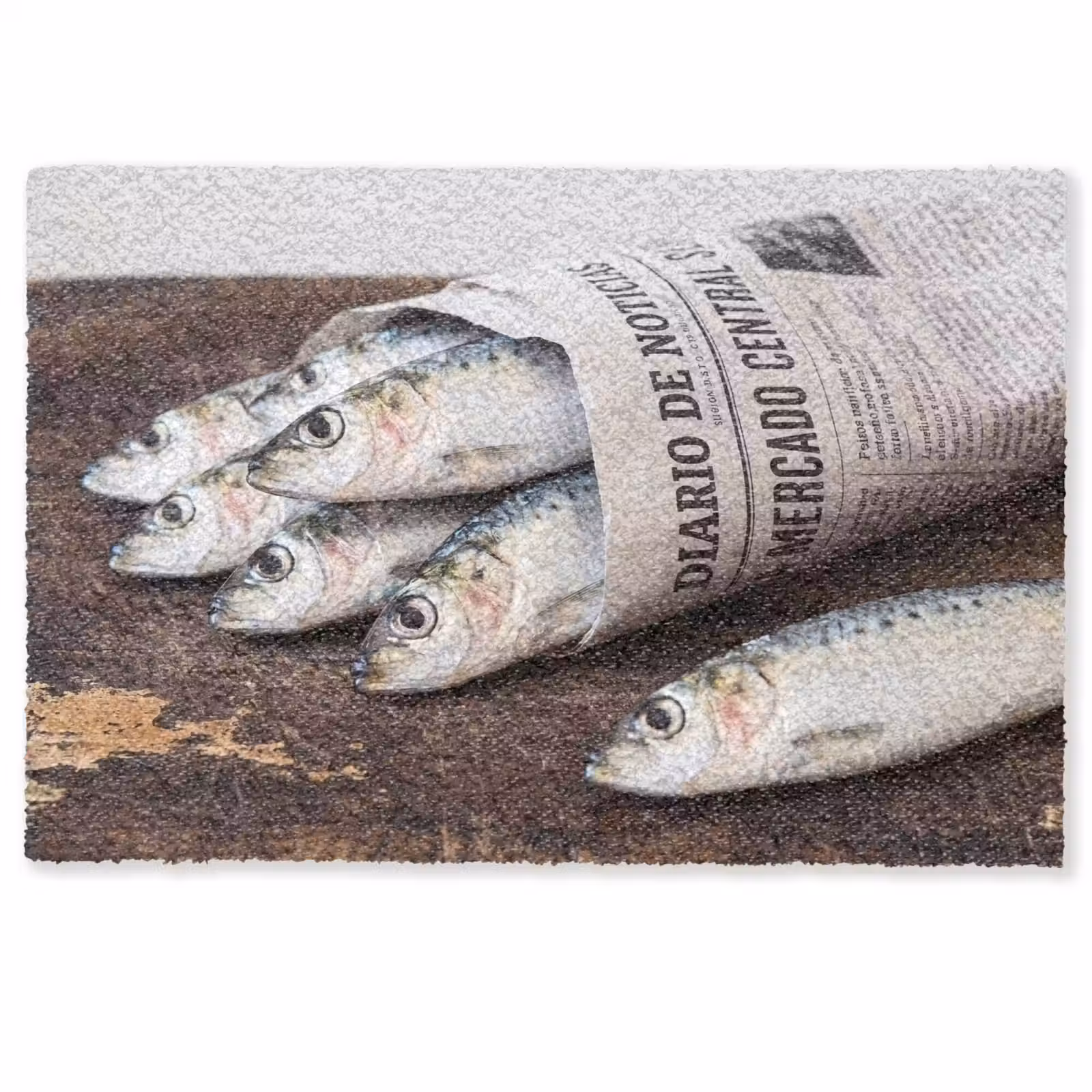 Fußmatte - Sardine – Zeitung – Schneidebrett - Sardientje - krant - snijplank Deurmat klein